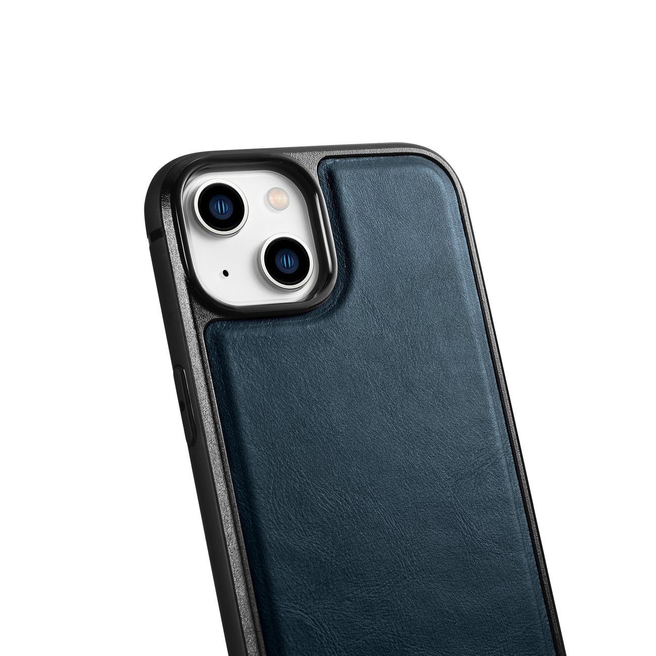 iCarer Leather Oil Wax-etui dækket med naturlæder til iPhone 14 Plus blå (WMI14220719-BU)