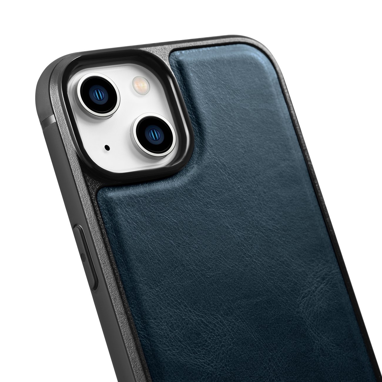 iCarer Leather Oil Wax-etui dækket med naturlæder til iPhone 14 Plus blå (WMI14220719-BU)