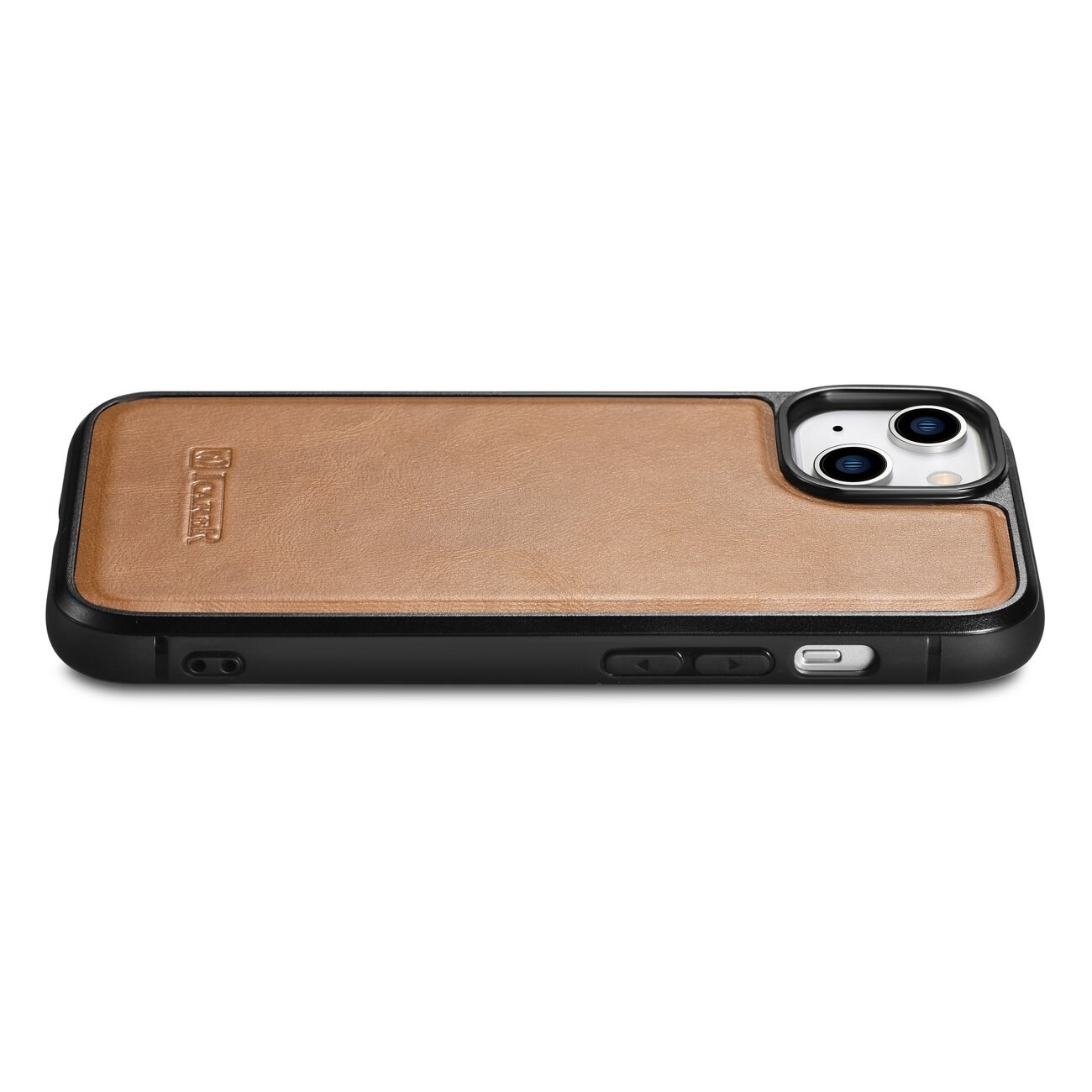 iCarer Leather Oil Wax-etui dækket med naturlæder til iPhone 14 Plus brun (WMI14220719-TN)