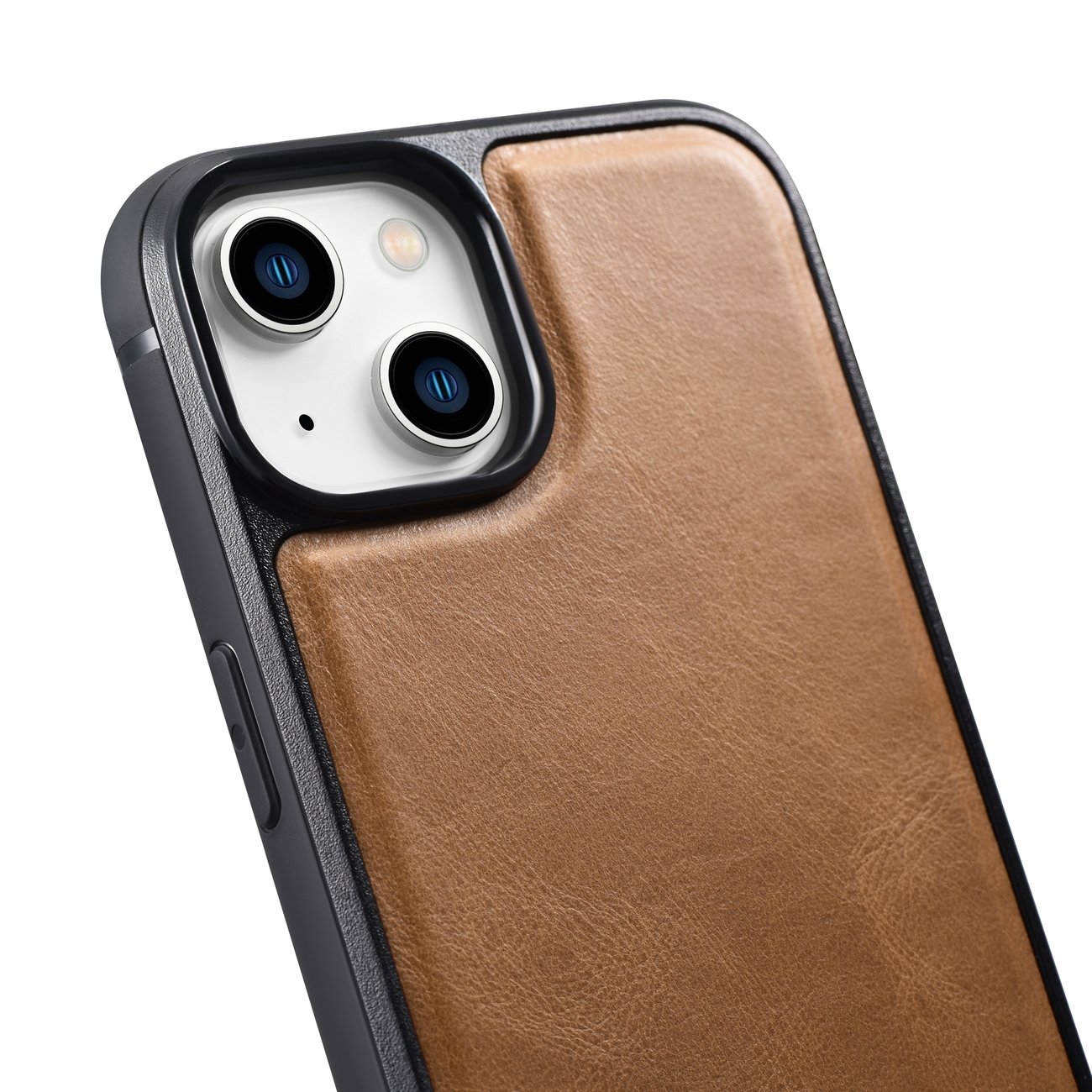iCarer Leather Oil Wax-etui dækket med naturlæder til iPhone 14 Plus brun (WMI14220719-TN)