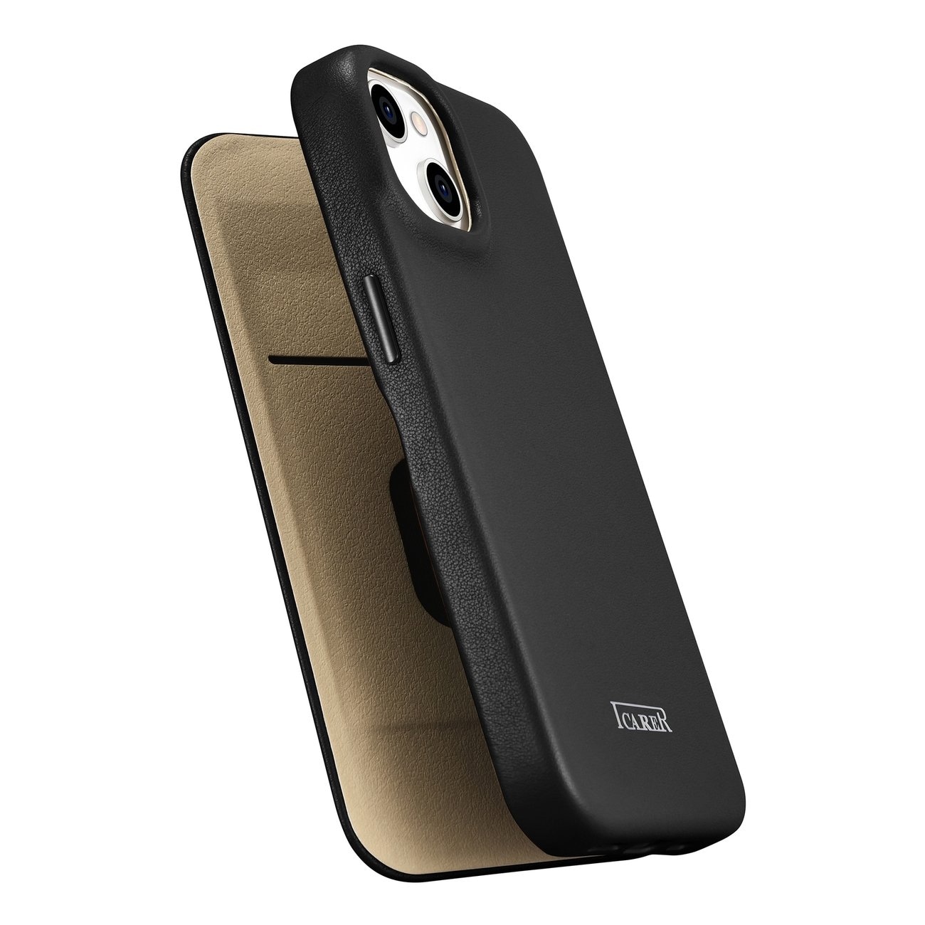 iCarer CE Premium Leather Folio Case for iPhone 14 Plus, Magnetic Flip, MagSafe (WMI14220715-BK)