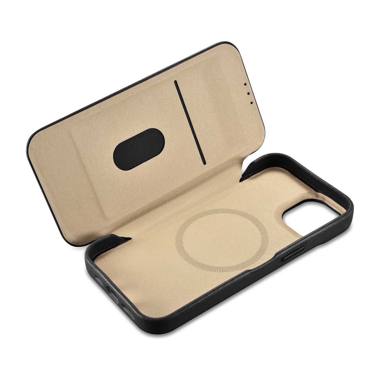 iCarer CE Premium Leather Folio Case for iPhone 14 Plus, Magnetic Flip, MagSafe (WMI14220715-BK)