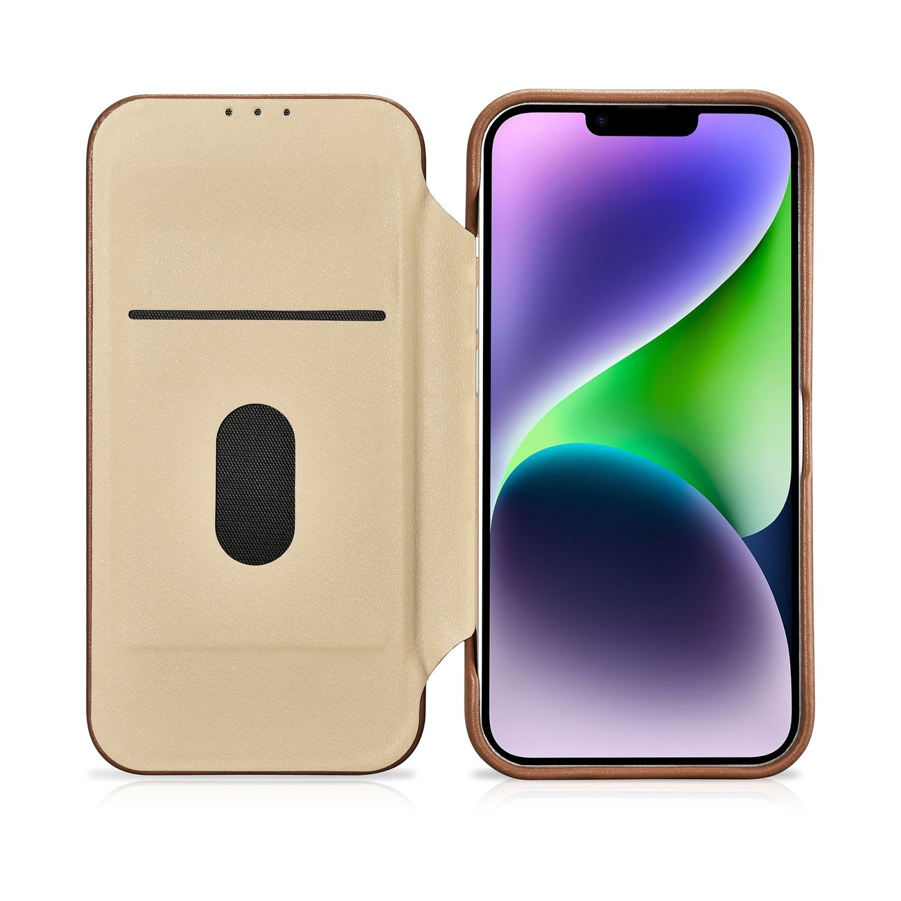 iCarer CE Premium Leather Folio Case for iPhone 14 Plus MagSafe Brown (WMI14220715-BN)
