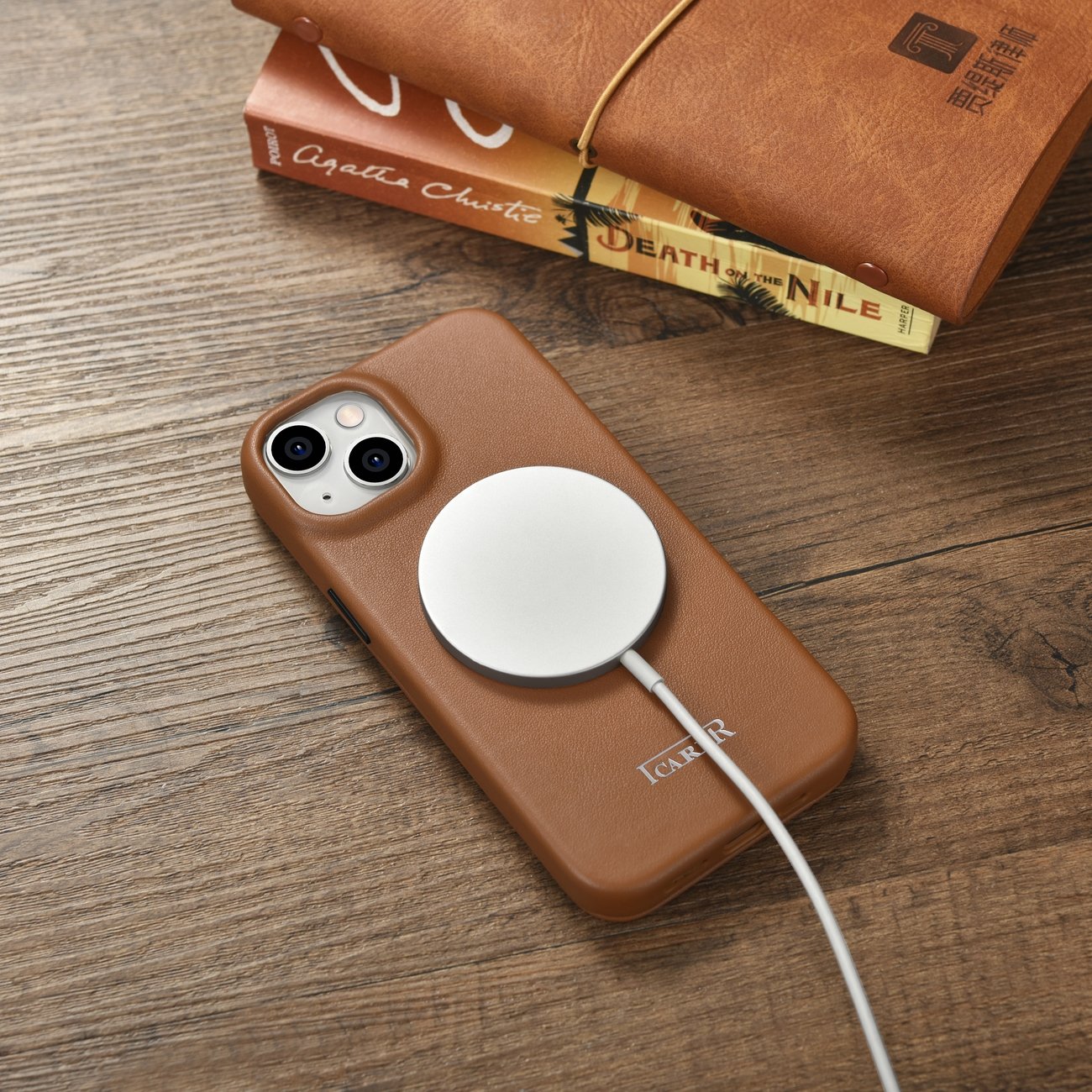 iCarer CE Premium Leather Folio Case for iPhone 14 Plus MagSafe Brown (WMI14220715-BN)