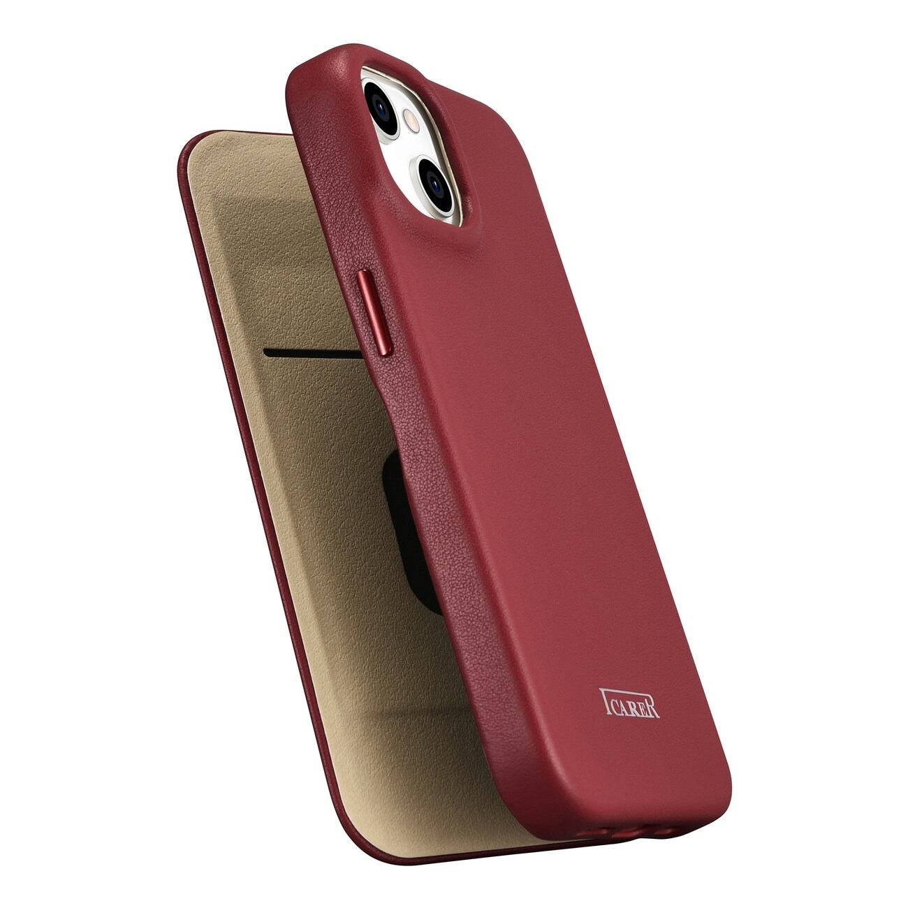 iCarer CE Premium Leather Folio Case for iPhone 14 Plus Magnetic Flip MagSafe Red (WMI14220715-RD)
