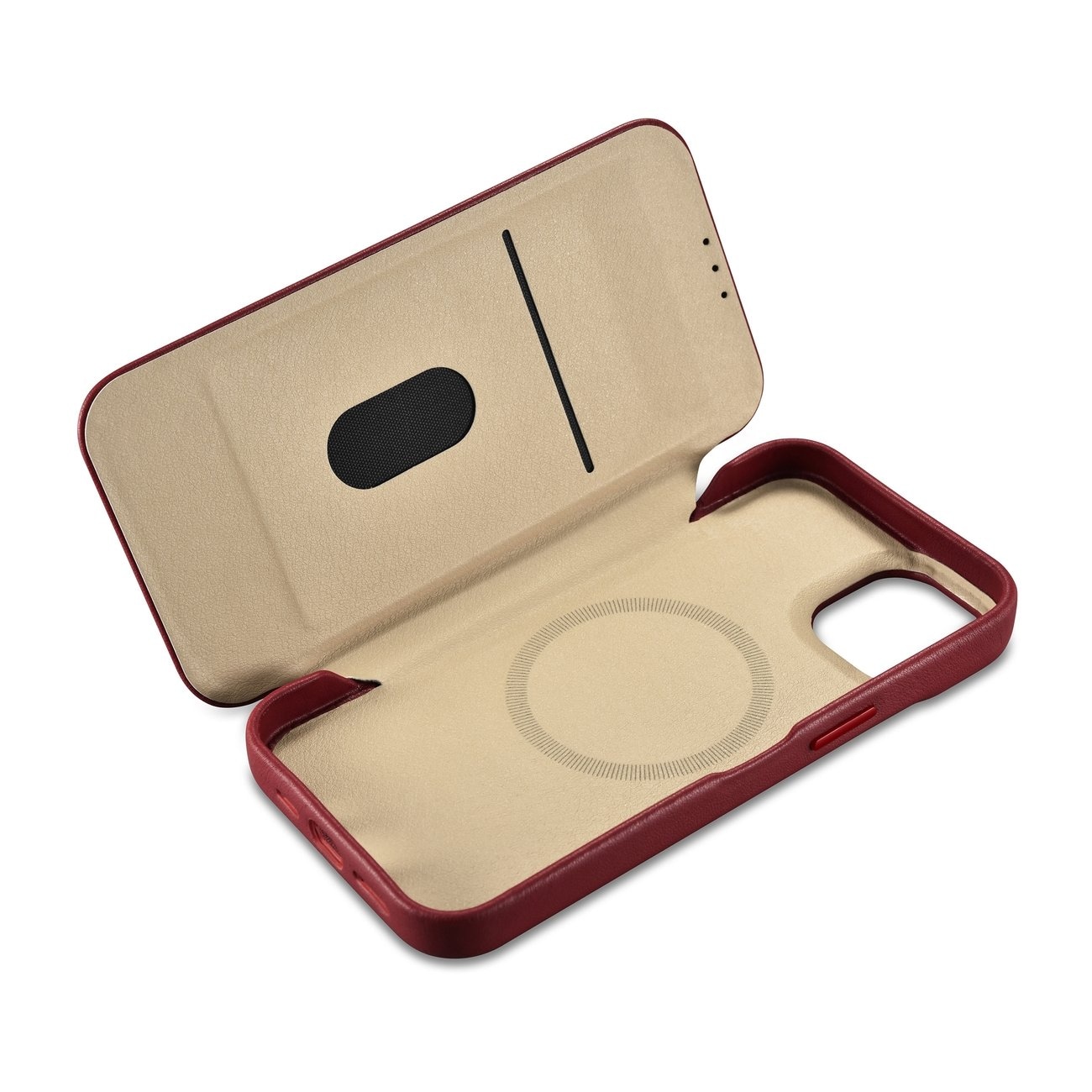 iCarer CE Premium Leather Folio Case for iPhone 14 Plus Magnetic Flip MagSafe Red (WMI14220715-RD)