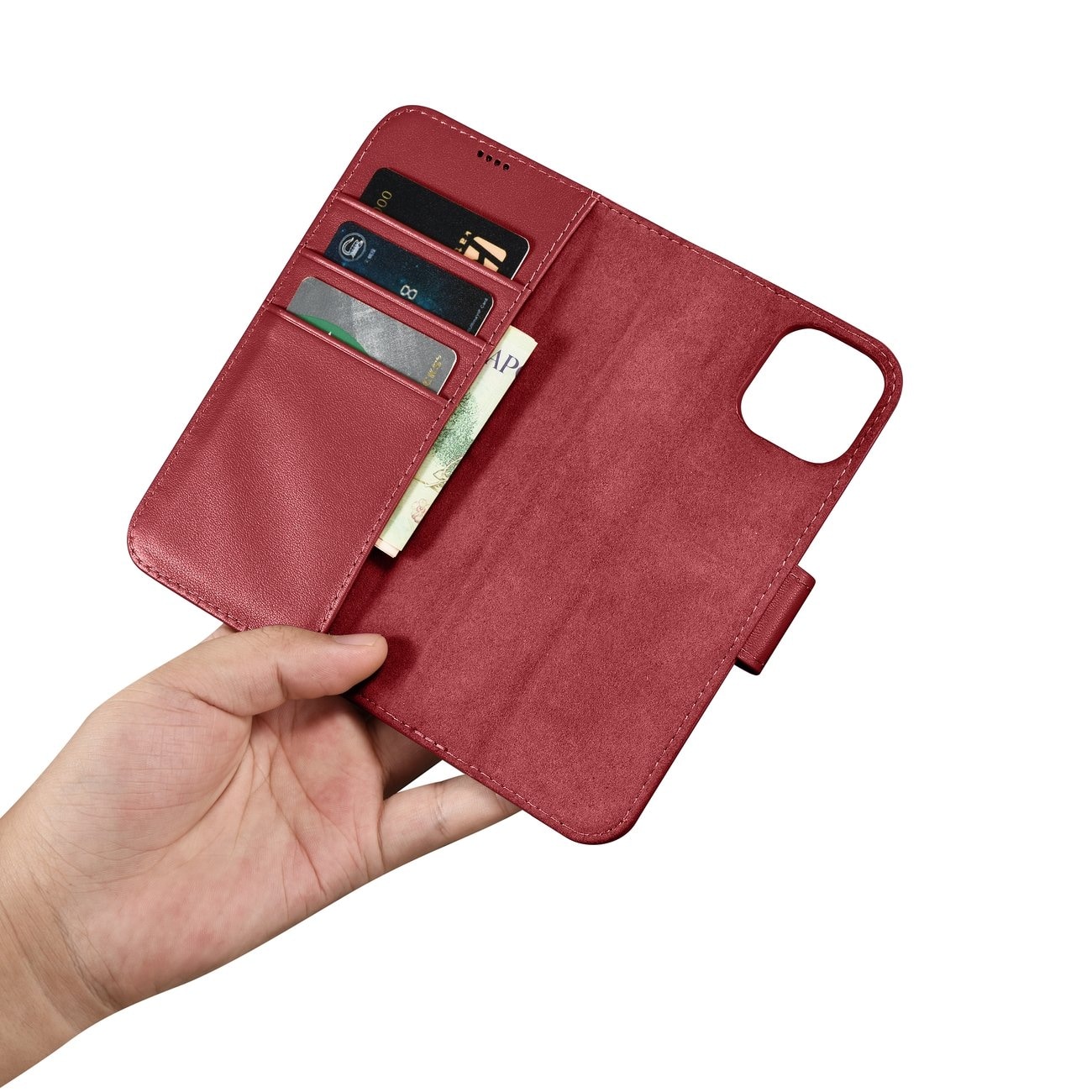 iCarer Wallet Case 2in1 Cover iPhone 14 Plus Anti-RFID Læder Flip Cover Rød (WMI14220727-RD)