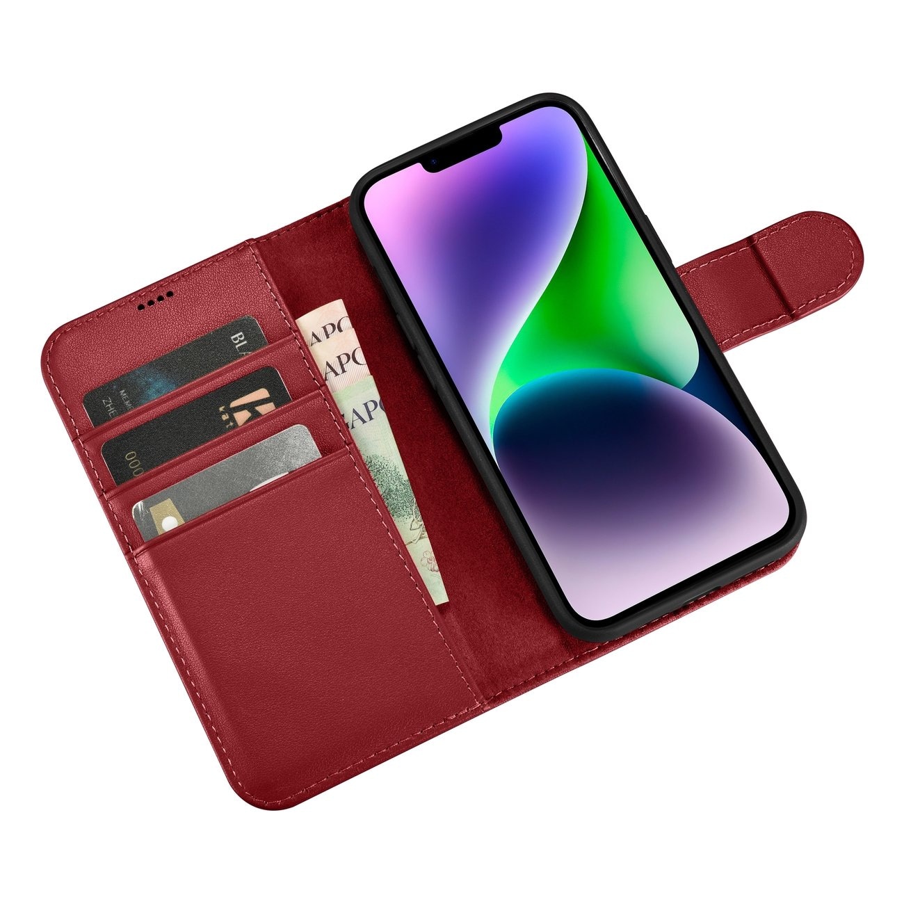 iCarer Wallet Case 2in1 Cover iPhone 14 Plus Anti-RFID Læder Flip Cover Rød (WMI14220727-RD)
