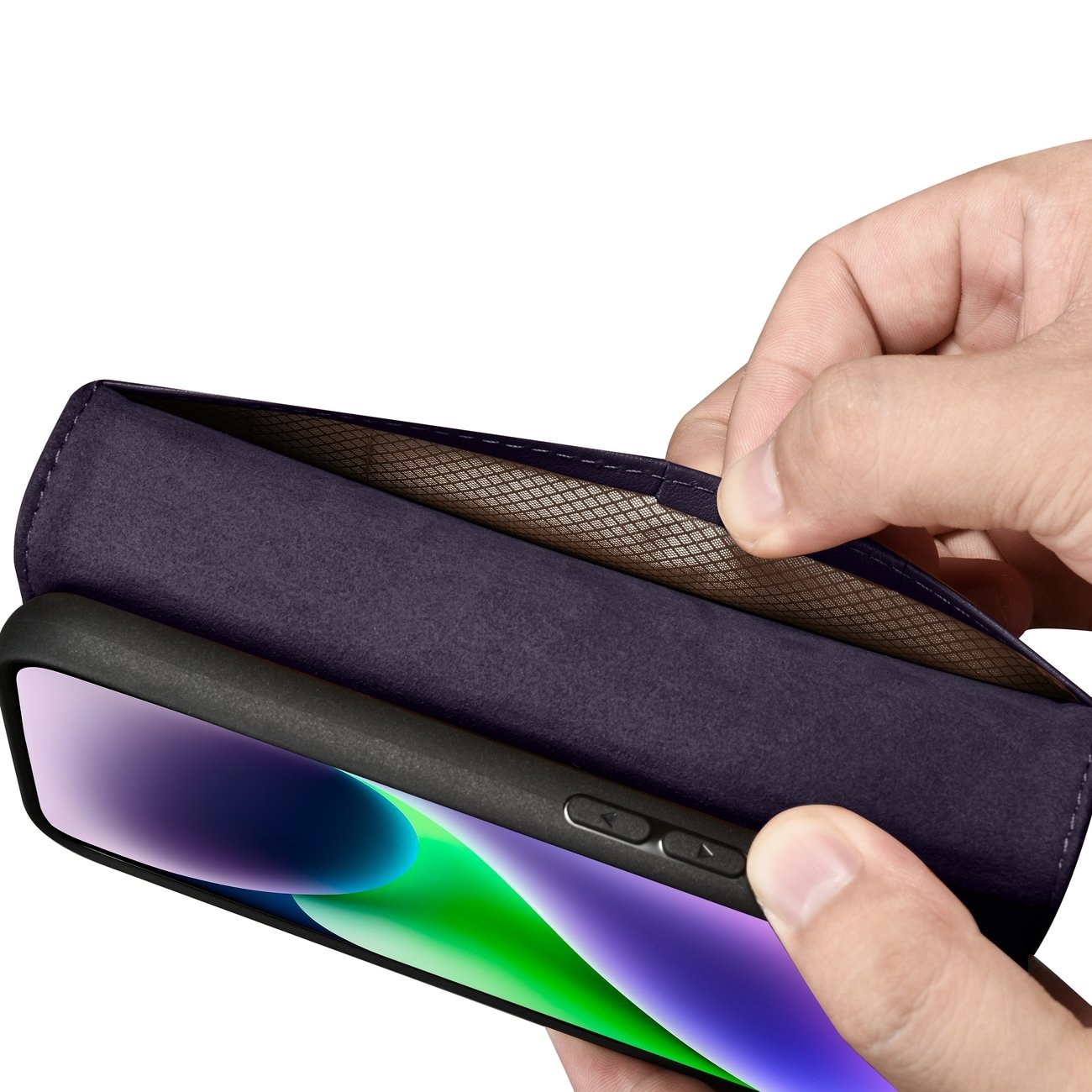 iCarer 2in1 Wallet Case for iPhone 14 Plus Anti-RFID Leather Flip Dark Purple (WMI14220727-DP)