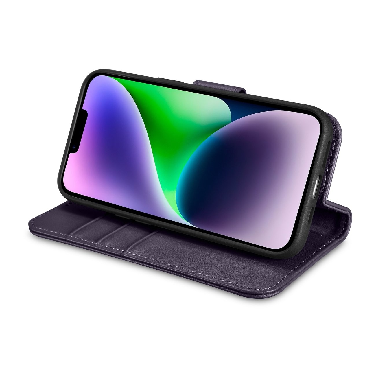 iCarer 2in1 Wallet Case for iPhone 14 Plus Anti-RFID Leather Flip Dark Purple (WMI14220727-DP)