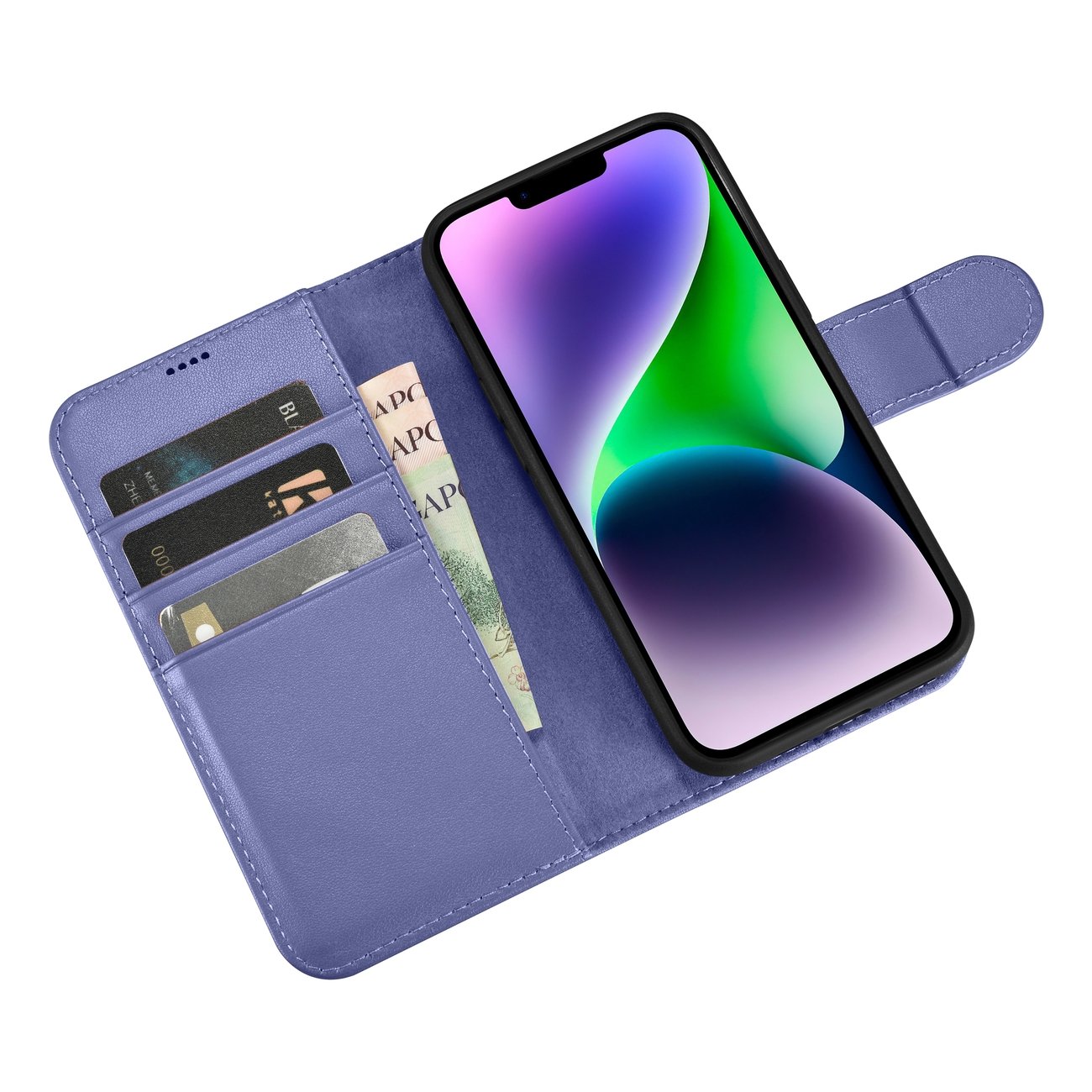 iCarer 2in1 Wallet Case for iPhone 14 Plus Anti-RFID Leather Flip Light Purple (WMI14220727-LP)