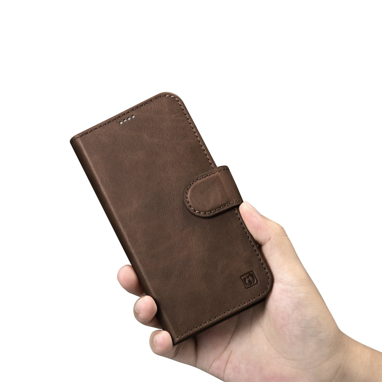 iCarer 2in1 Oil Wax Wallet Case for iPhone 14 Plus - Anti-RFID Leather Flip Case Brown