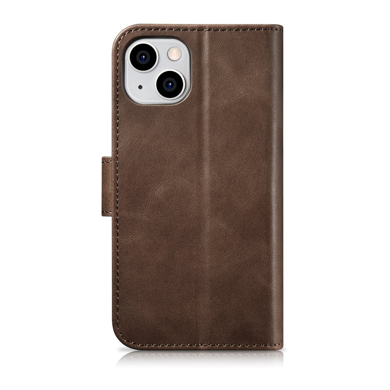 iCarer 2in1 Oil Wax Wallet Case for iPhone 14 Plus - Anti-RFID Leather Flip Case Brown