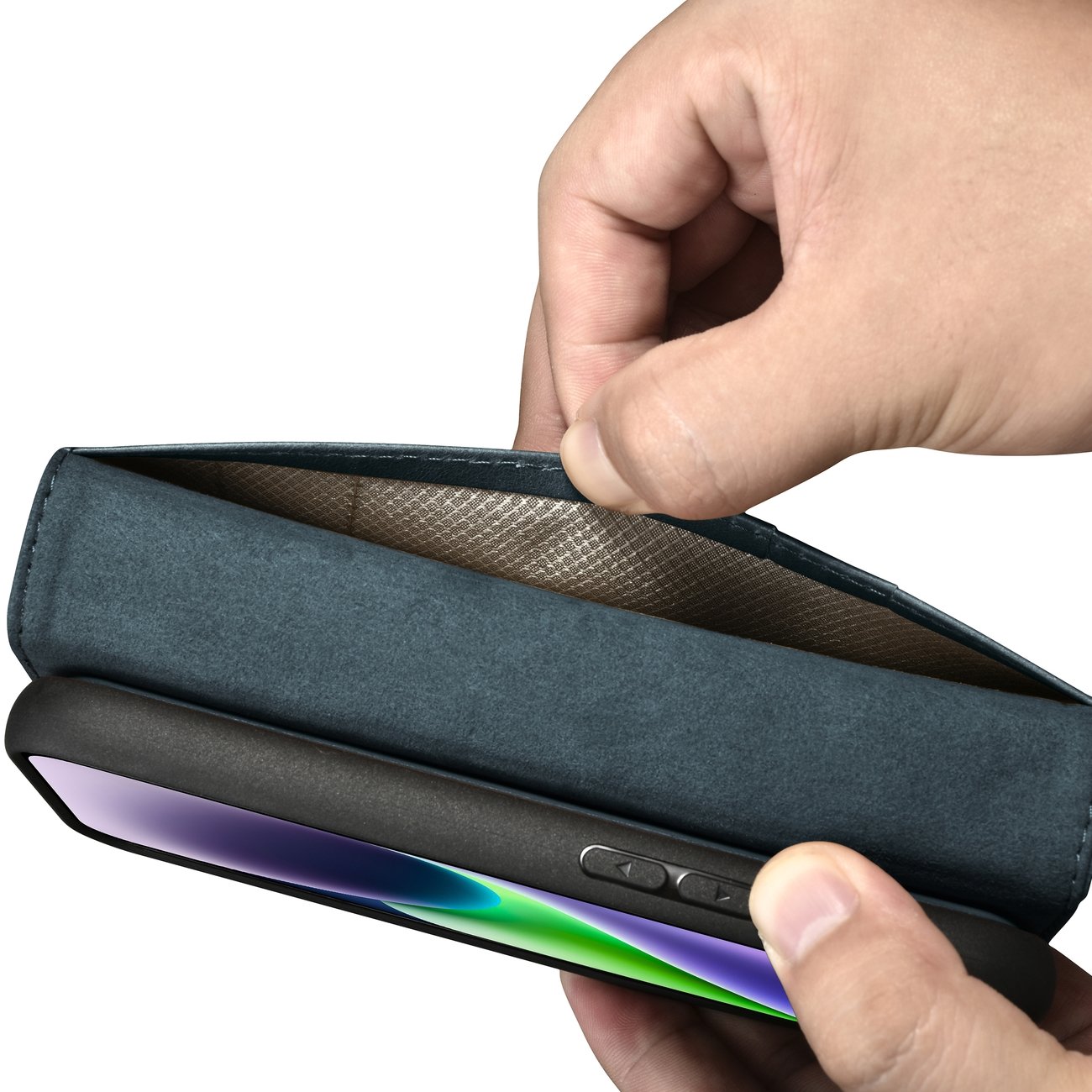 iCarer 2in1 Oil Wax Wallet Case for iPhone 14 Plus Anti-RFID Leather Flip Blue (WMI14220723-BU)