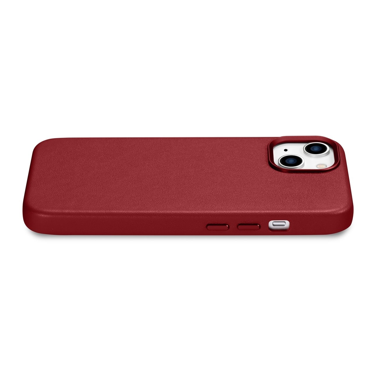 iCarer Case Læderetui i naturlæder til iPhone 14 Plus rød (kompatibel med MagSafe)