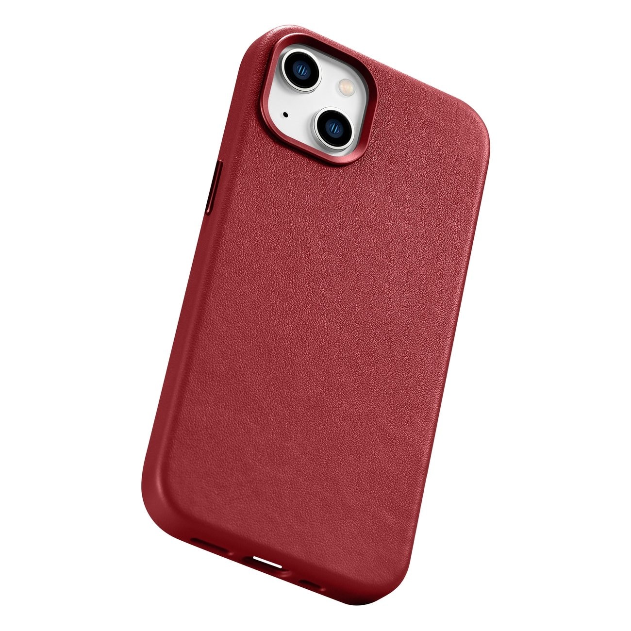 iCarer Case Læderetui i naturlæder til iPhone 14 Plus rød (kompatibel med MagSafe)