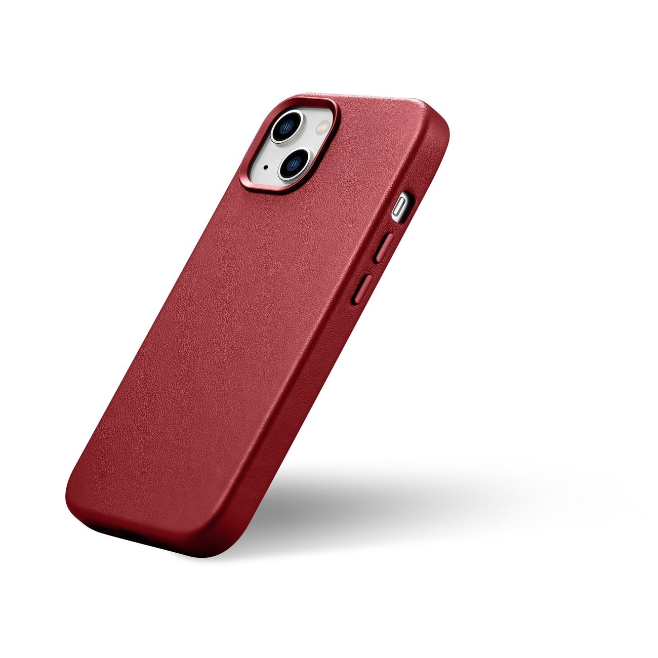 iCarer Case Læderetui i naturlæder til iPhone 14 Plus rød (kompatibel med MagSafe)