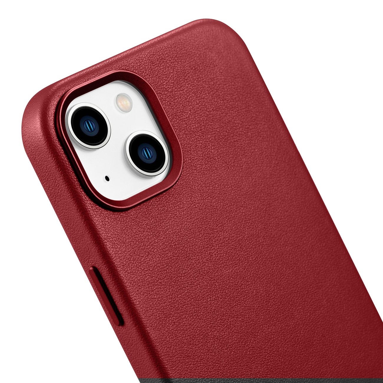 iCarer Case Læderetui i naturlæder til iPhone 14 Plus rød (kompatibel med MagSafe)