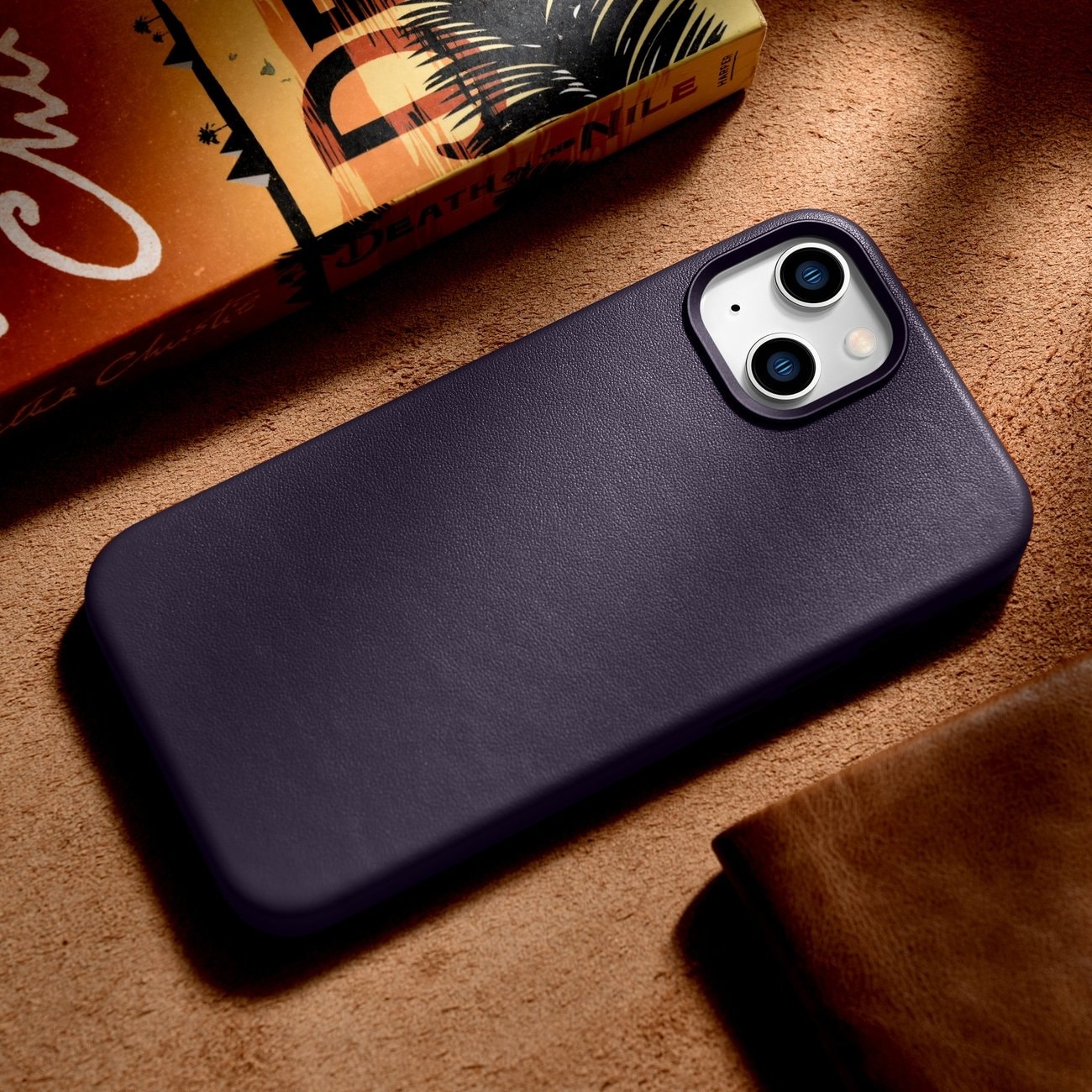 iCarer Case Lædercover til iPhone 14 Plus Mørk Lilla (MagSafe-kompatibel)