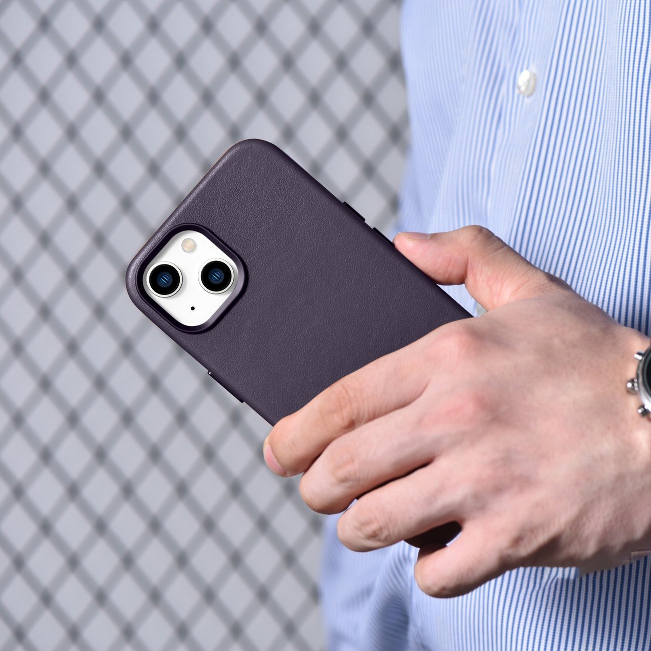 iCarer Case Lædercover til iPhone 14 Plus Mørk Lilla (MagSafe-kompatibel)