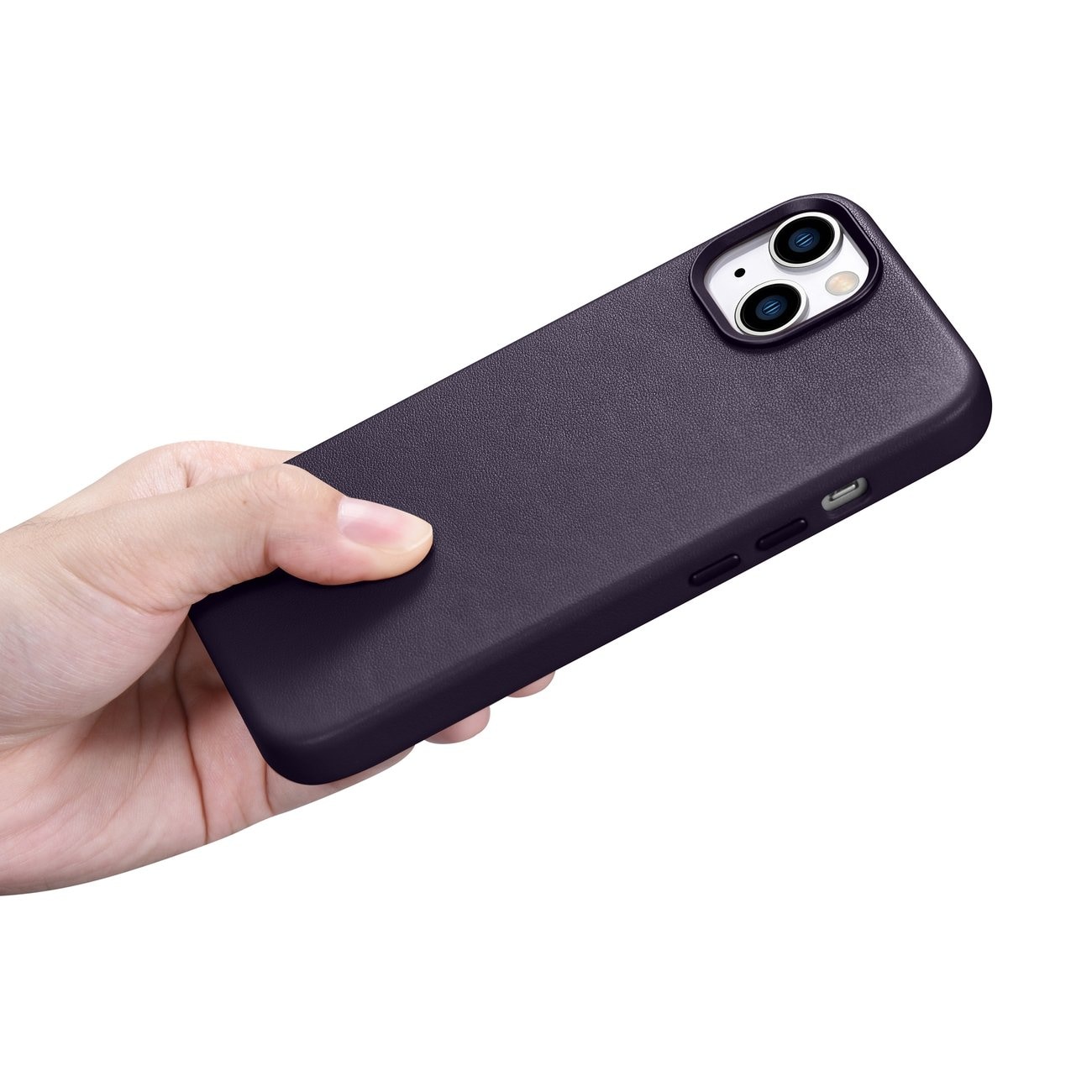 iCarer Case Lædercover til iPhone 14 Plus Mørk Lilla (MagSafe-kompatibel)