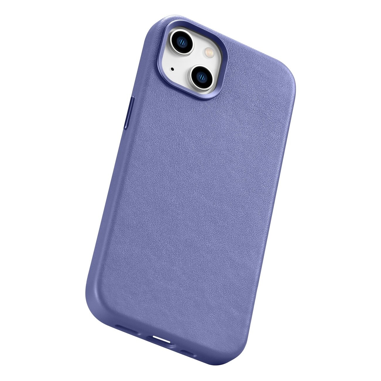 iCarer Case lædercover ægte læder iPhone 14 Plus lyslilla (MagSafe-kompatibel)