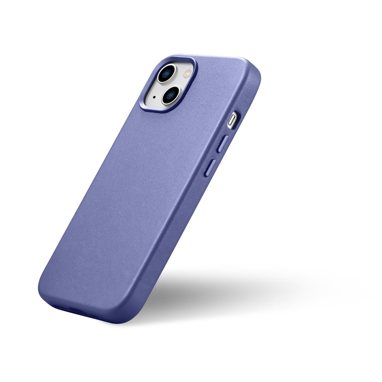 iCarer Case lædercover ægte læder iPhone 14 Plus lyslilla (MagSafe-kompatibel)