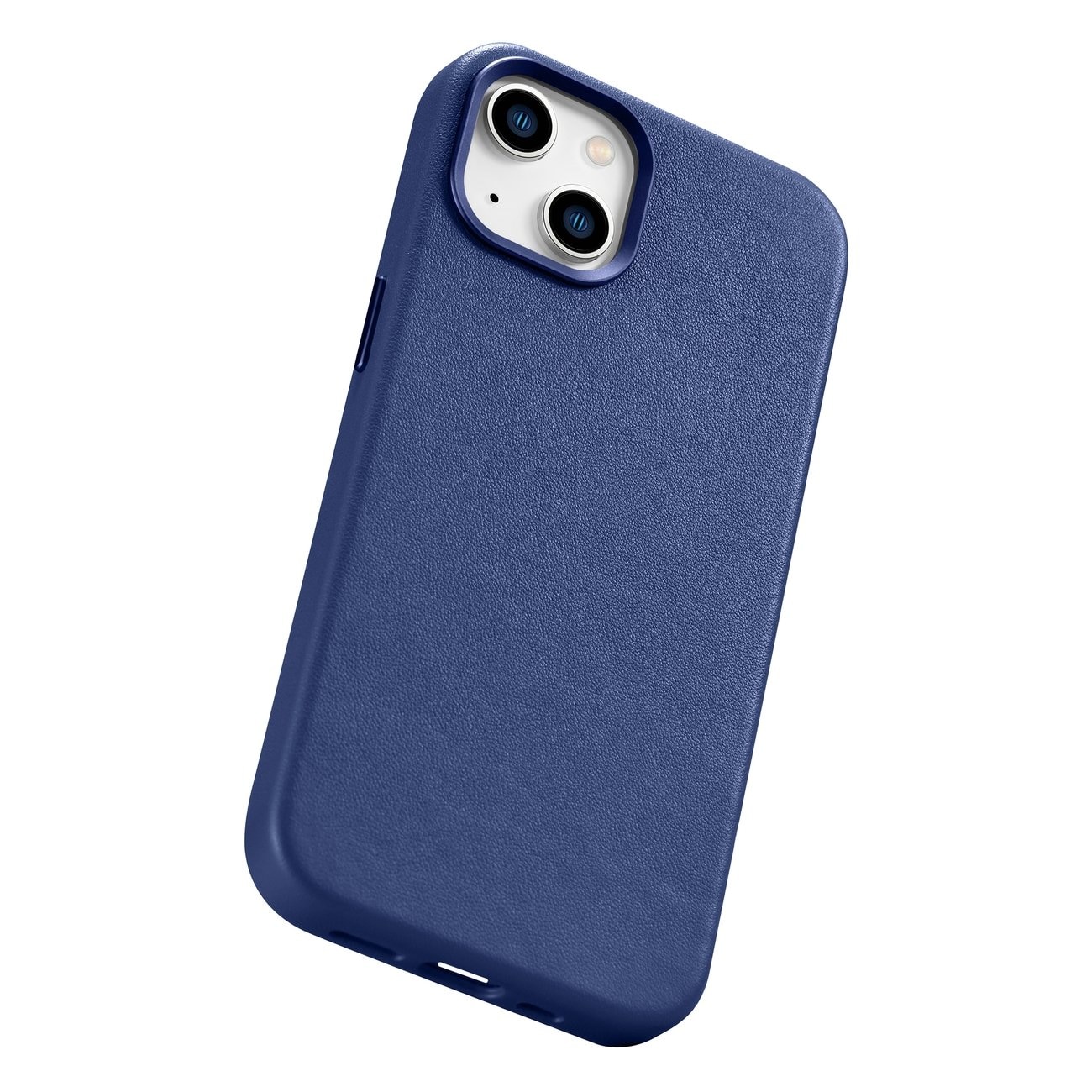 iCarer Case Lædercover til iPhone 14 Plus ægte læderetui blå (kompatibel med MagSafe)