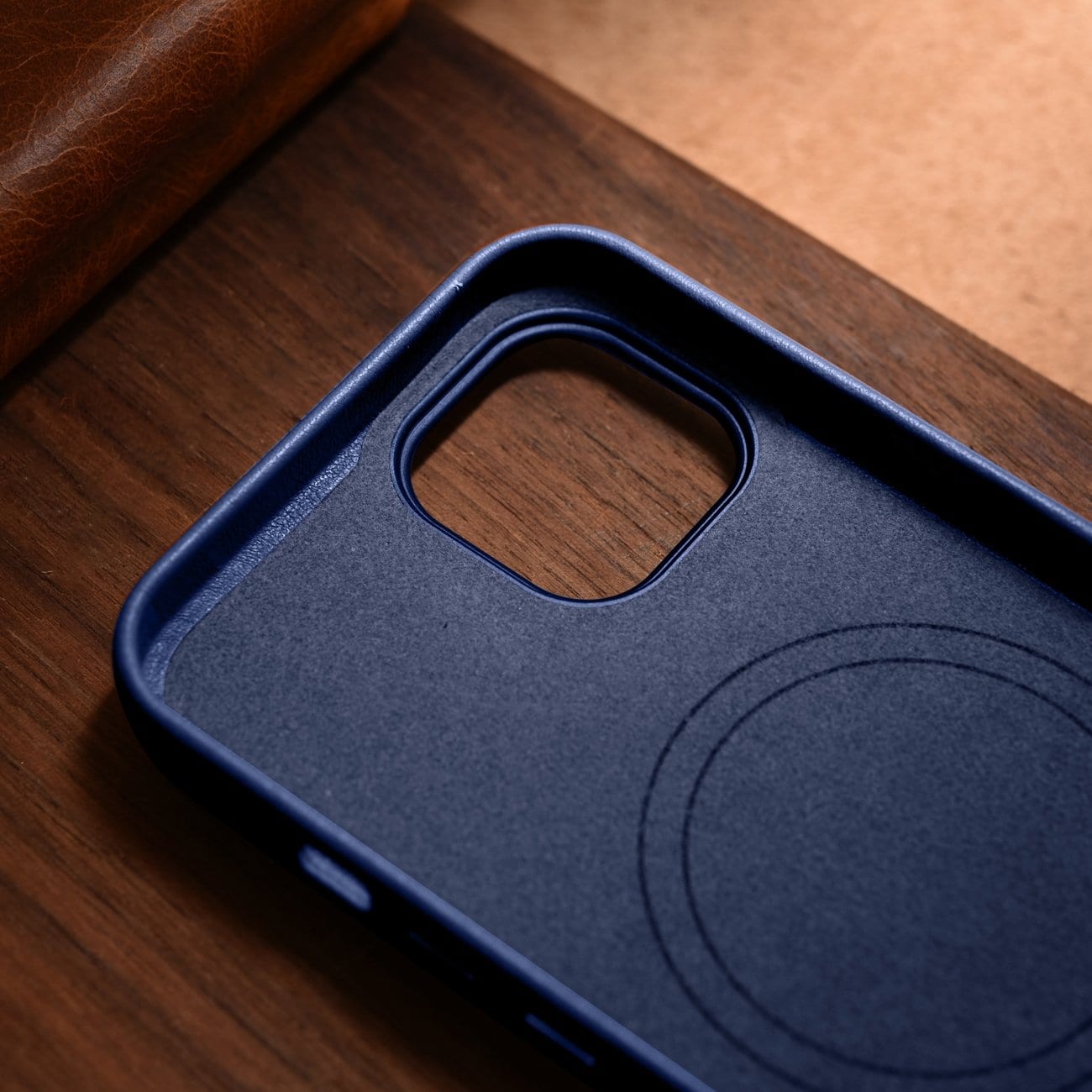 iCarer Case Lædercover til iPhone 14 Plus ægte læderetui blå (kompatibel med MagSafe)