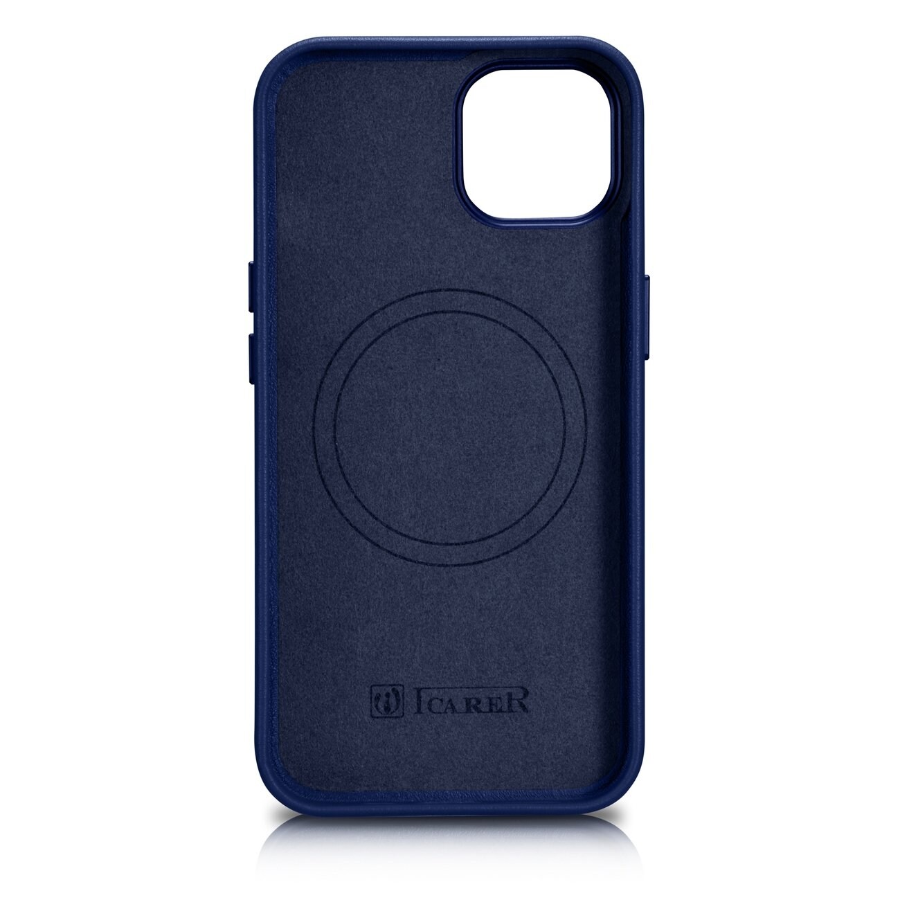 iCarer Case Lædercover til iPhone 14 Plus ægte læderetui blå (kompatibel med MagSafe)