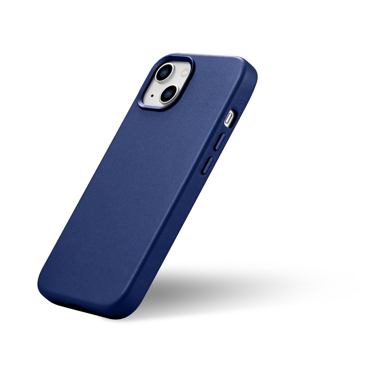iCarer Case Lædercover til iPhone 14 Plus ægte læderetui blå (kompatibel med MagSafe)