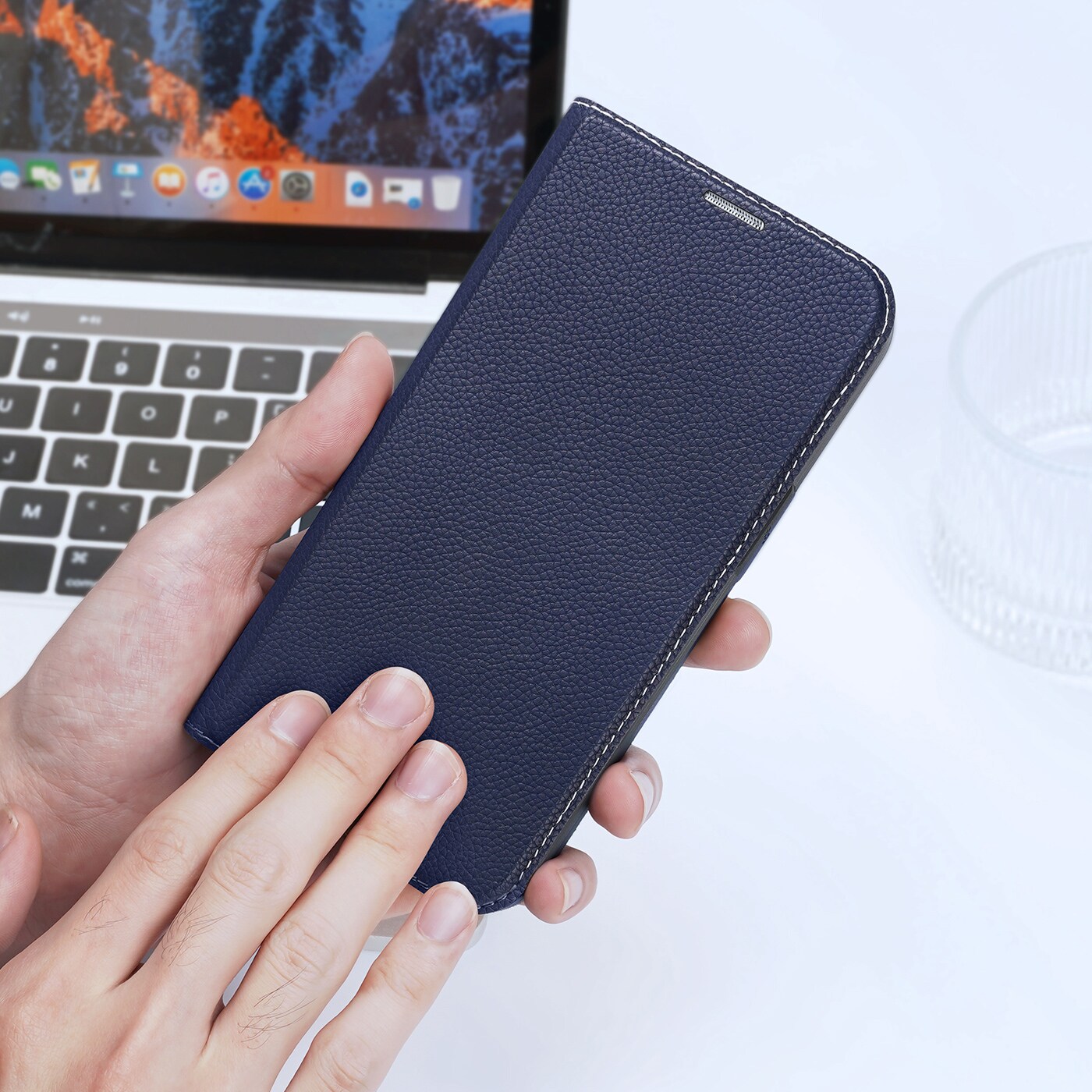 Dux Ducis Skin X2-etui til iPhone 14 Plus-etui med magnetisk klap blå