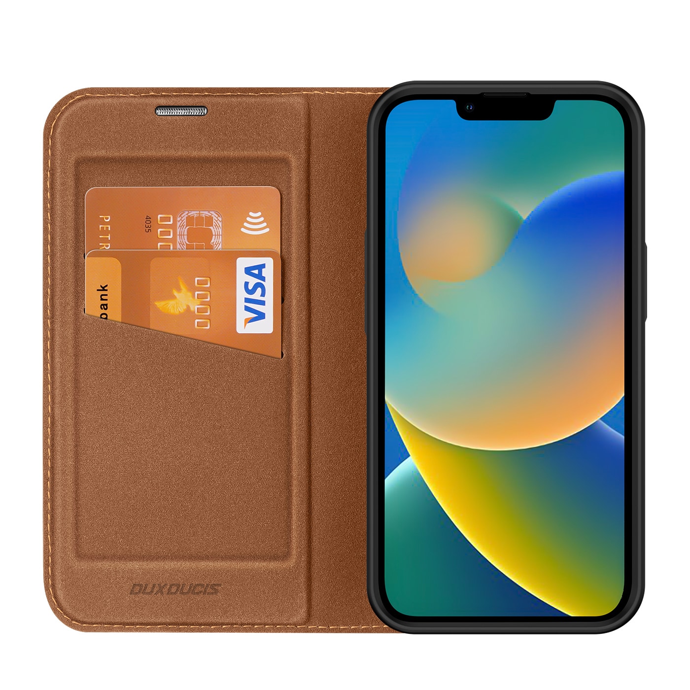 Dux Ducis Skin X2-etui til iPhone 14 Plus-etui med magnetisk klap brun
