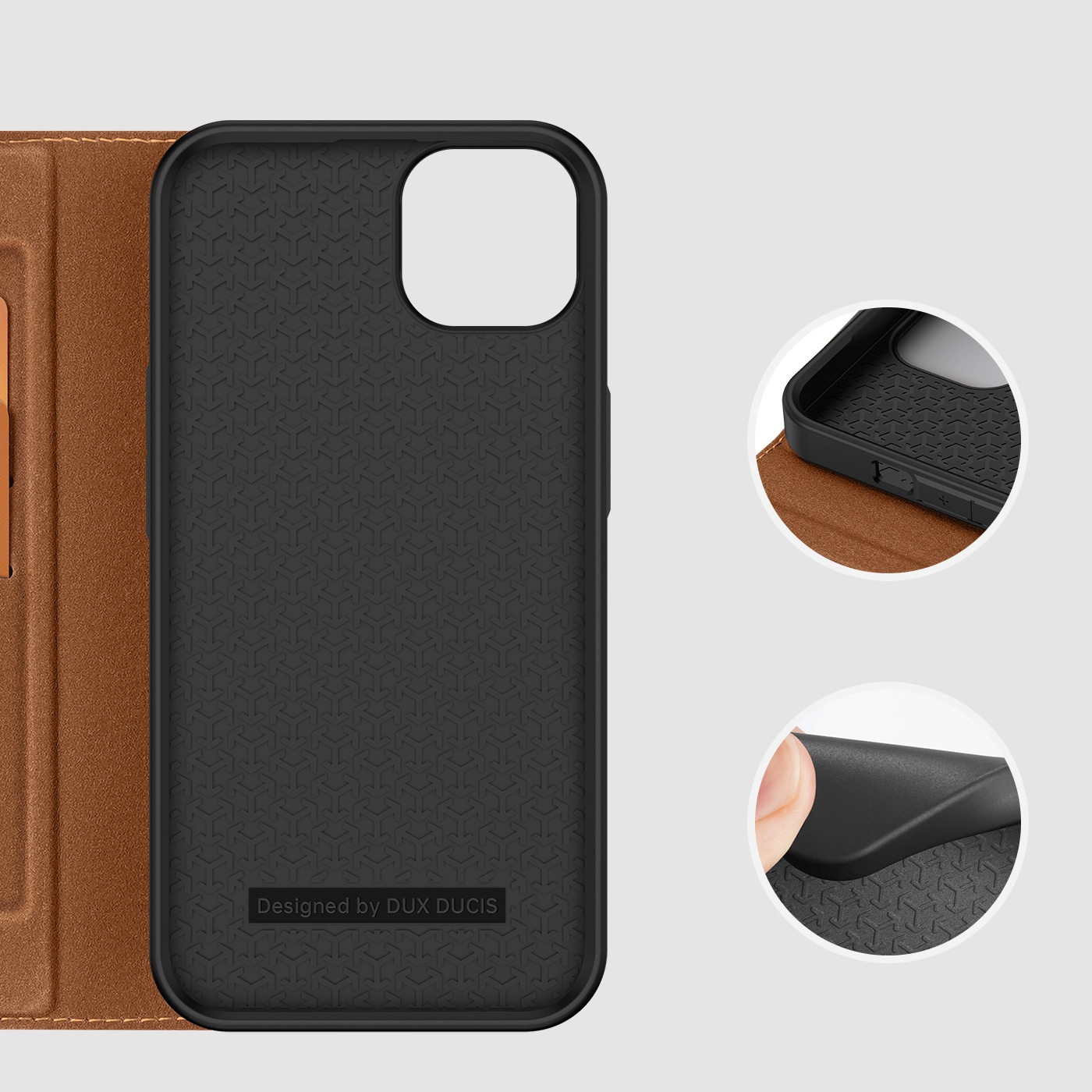 Dux Ducis Skin X2-etui til iPhone 14 Plus-etui med magnetisk klap brun