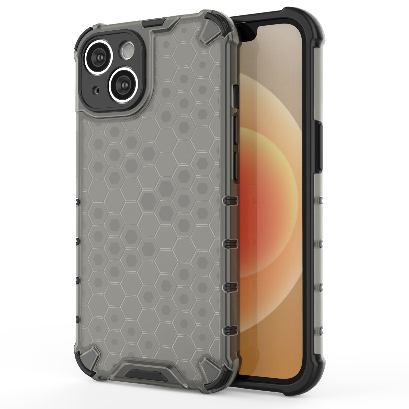 Honeycomb-etui til iPhone 14 pansret hybridcover sort