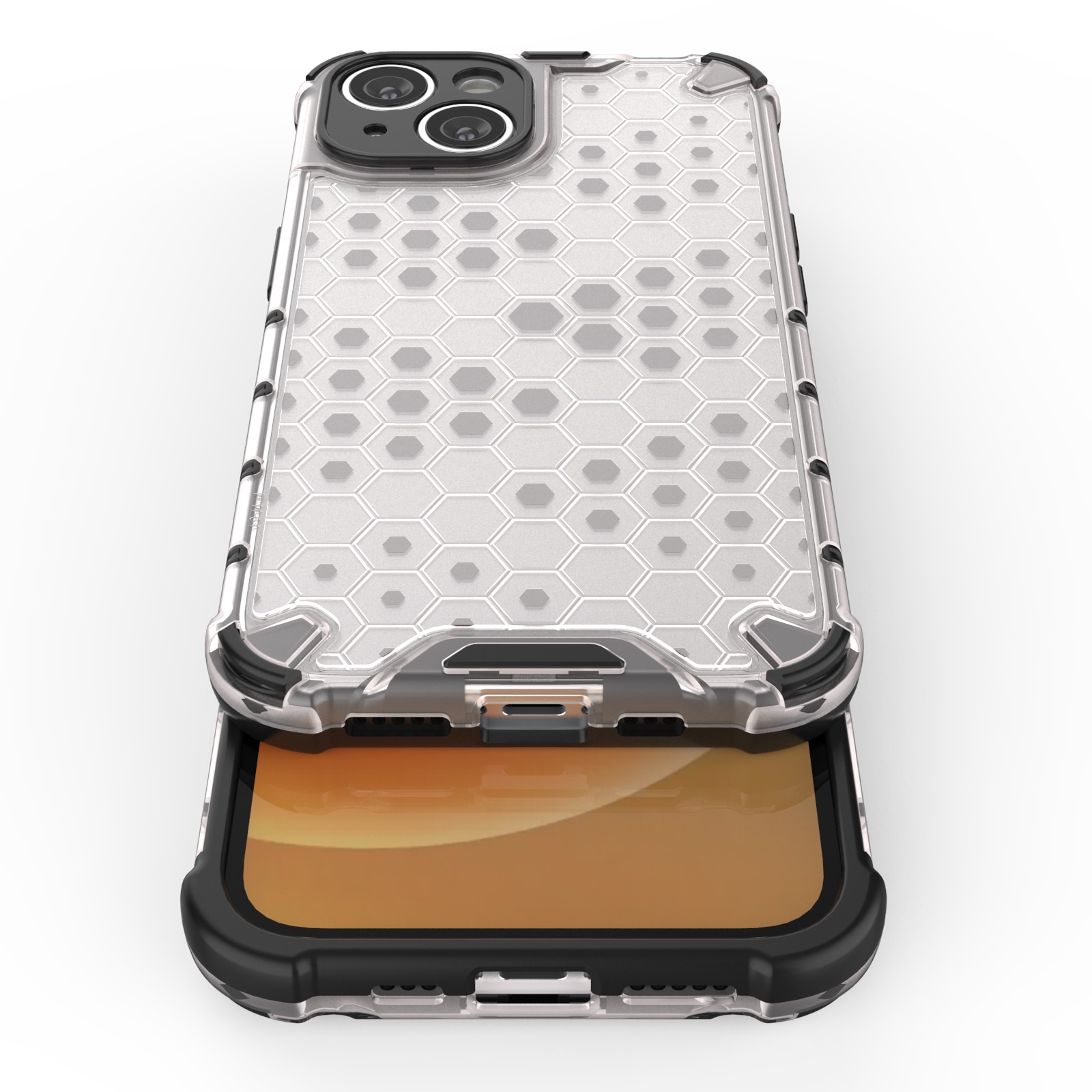 Honeycomb-etui til iPhone 14 pansret hybridcover sort
