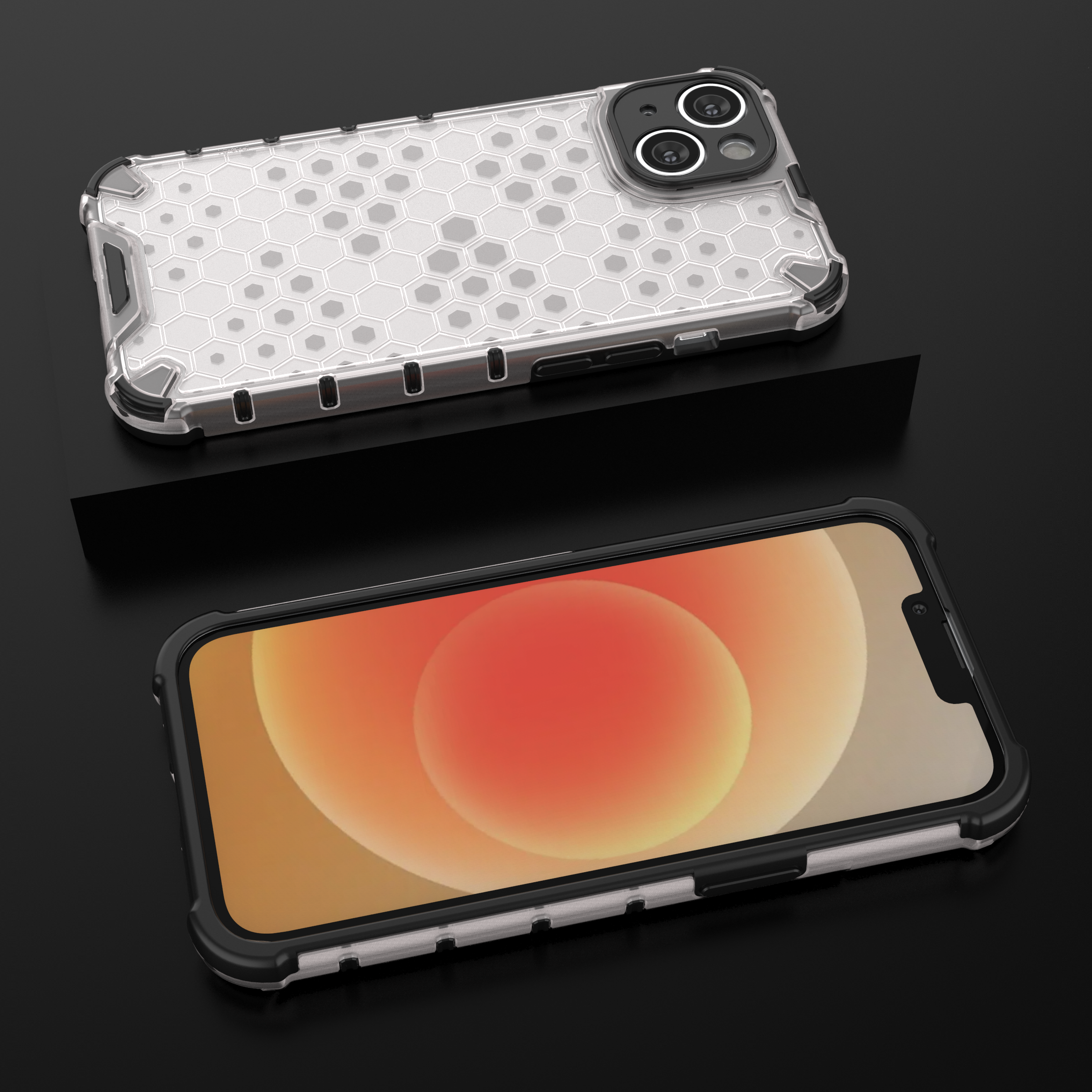 Honeycomb-etui til iPhone 14 pansret hybridcover sort