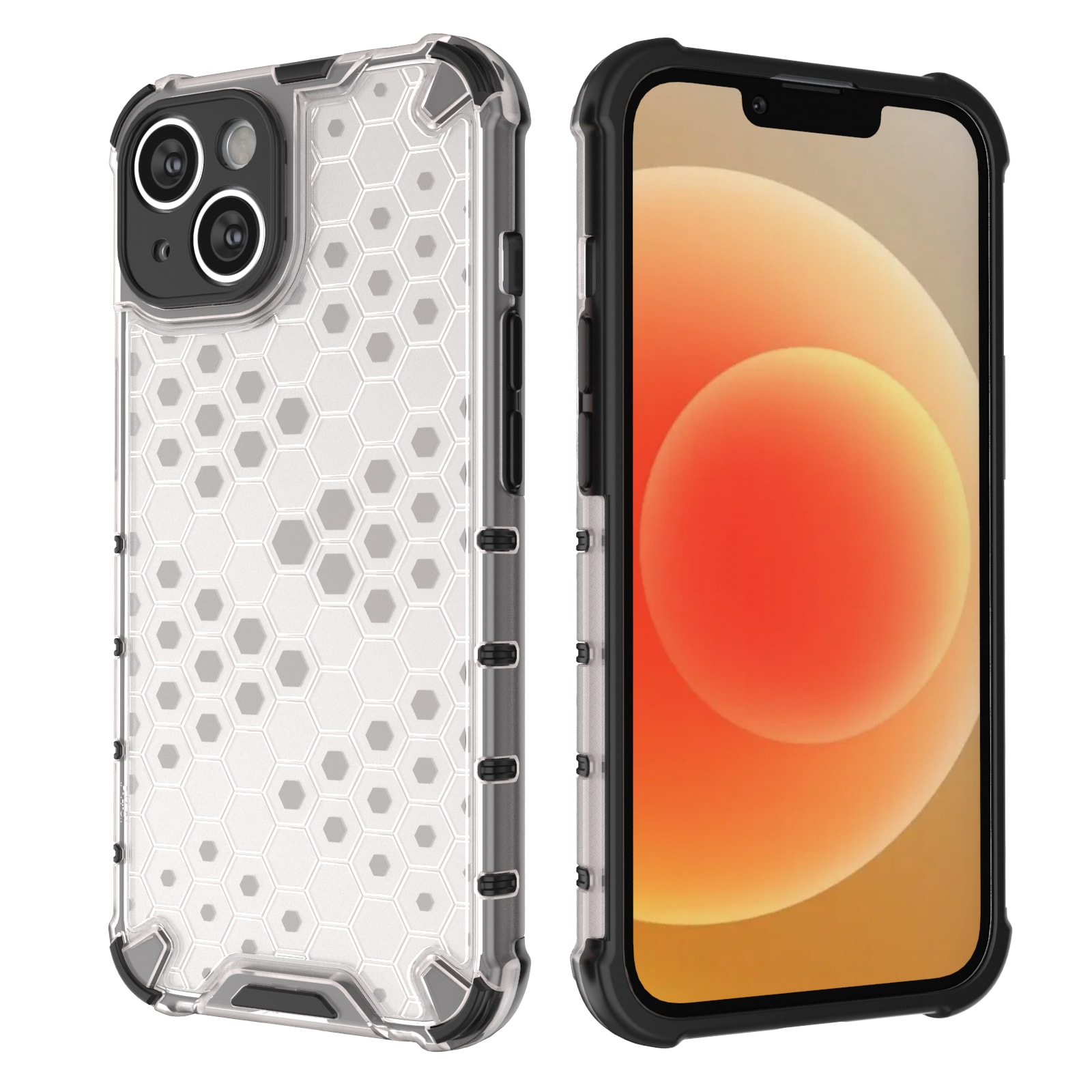 Honeycomb-etui til iPhone 14 Plus pansret hybridcover sort