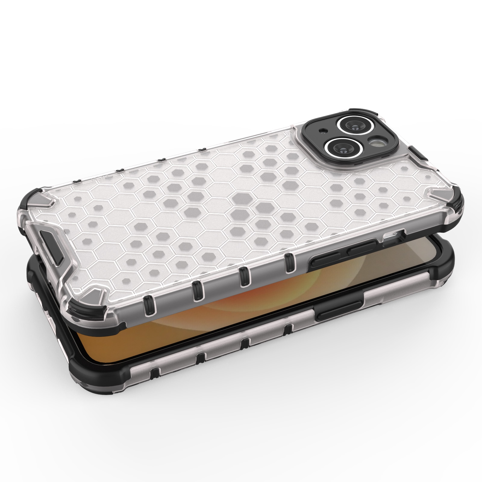 Honeycomb-etui til iPhone 14 Plus pansret hybridcover sort