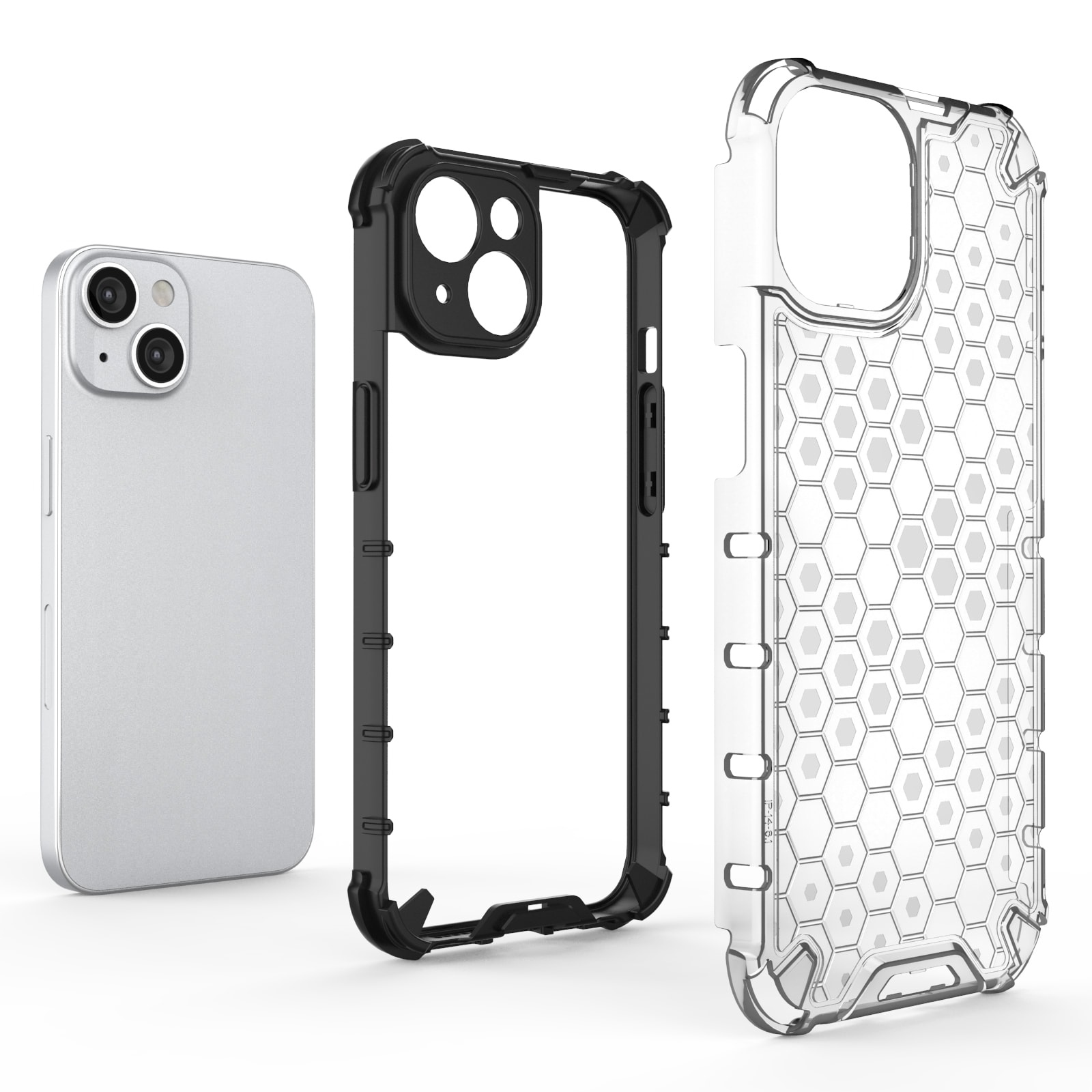 Honeycomb-etui til iPhone 14 Plus pansret hybridcover sort