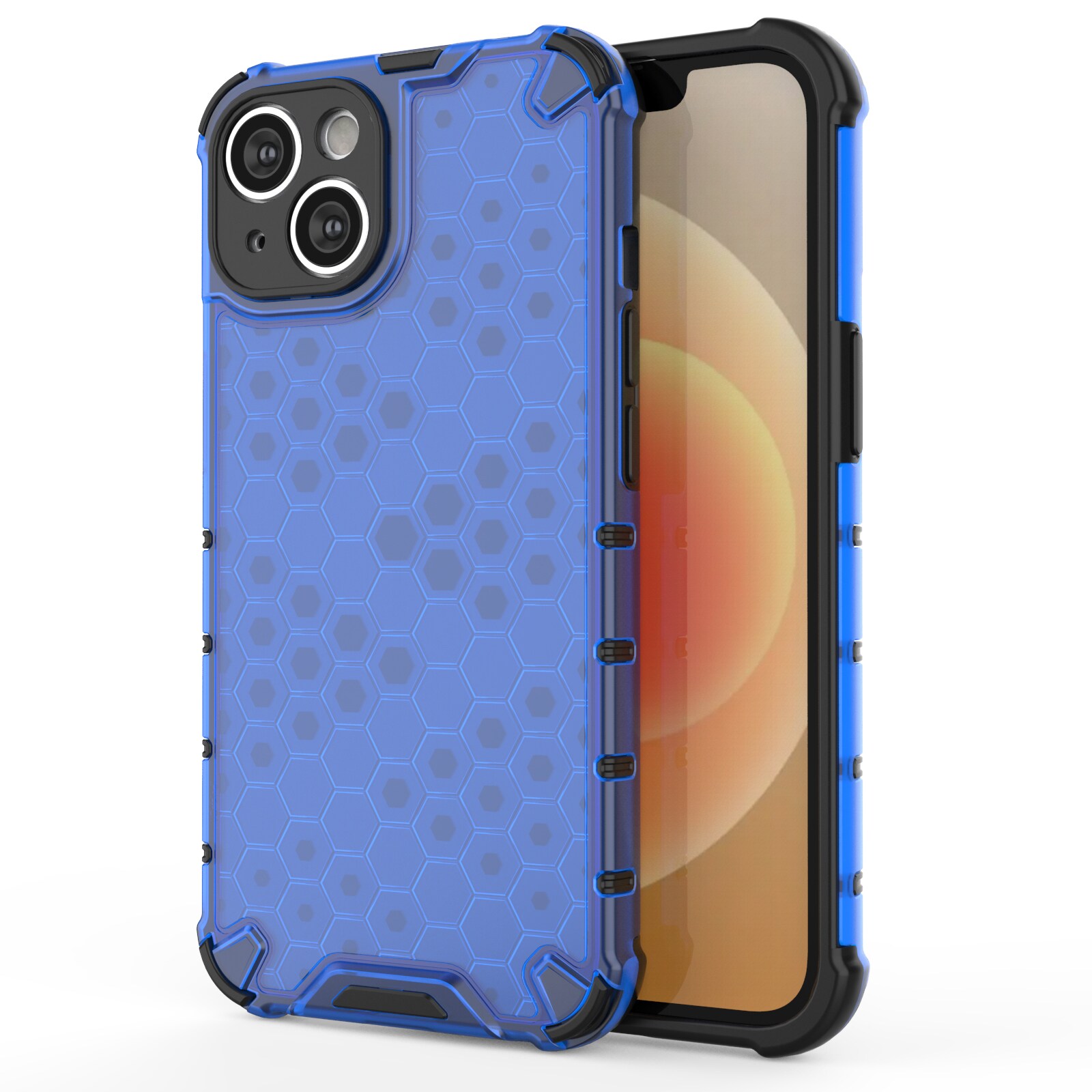 Honeycomb-etui til iPhone 14 Plus pansret hybridcover blå