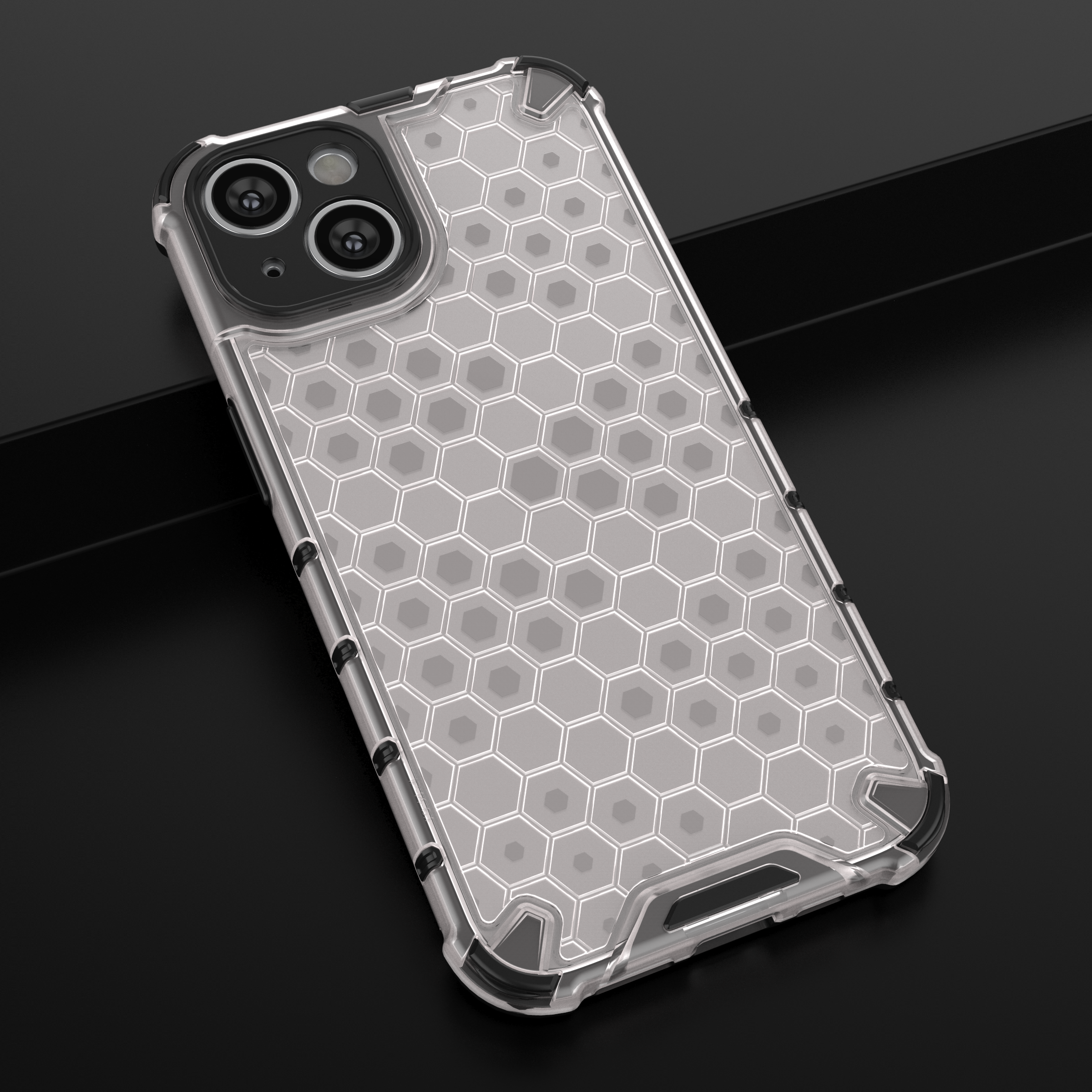 Honeycomb-etui til iPhone 14 Plus pansret hybridcover gennemsigtigt