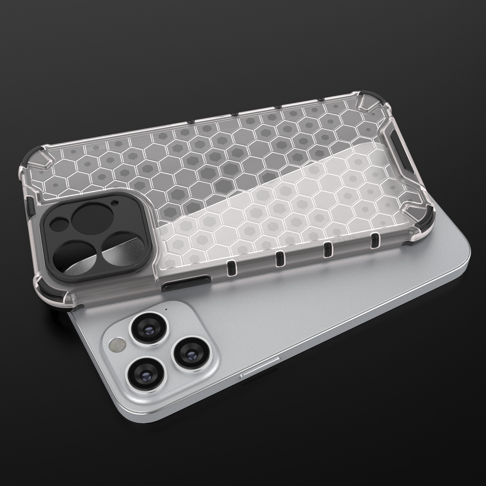 Honeycomb-etui til iPhone 14 Pro pansret hybridcover sort