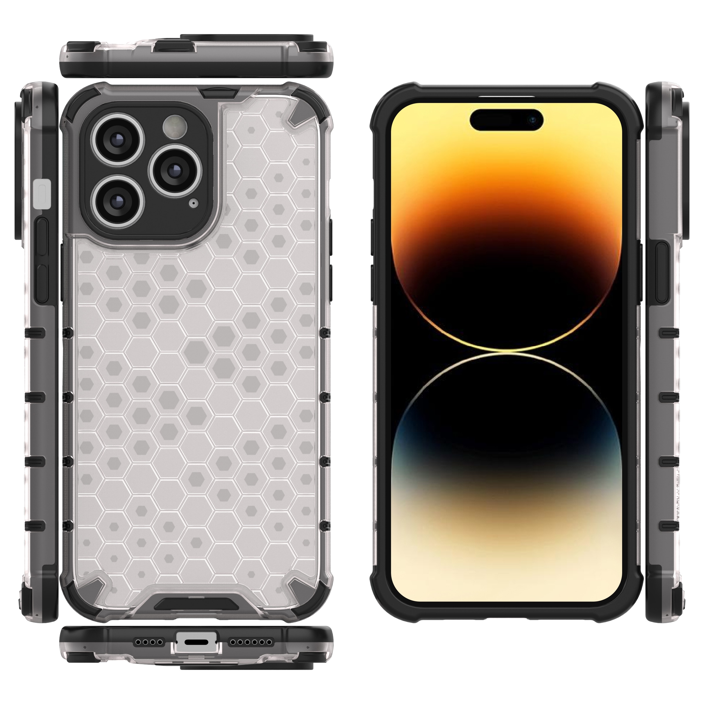 Honeycomb-etui til iPhone 14 Pro pansret hybridcover blå