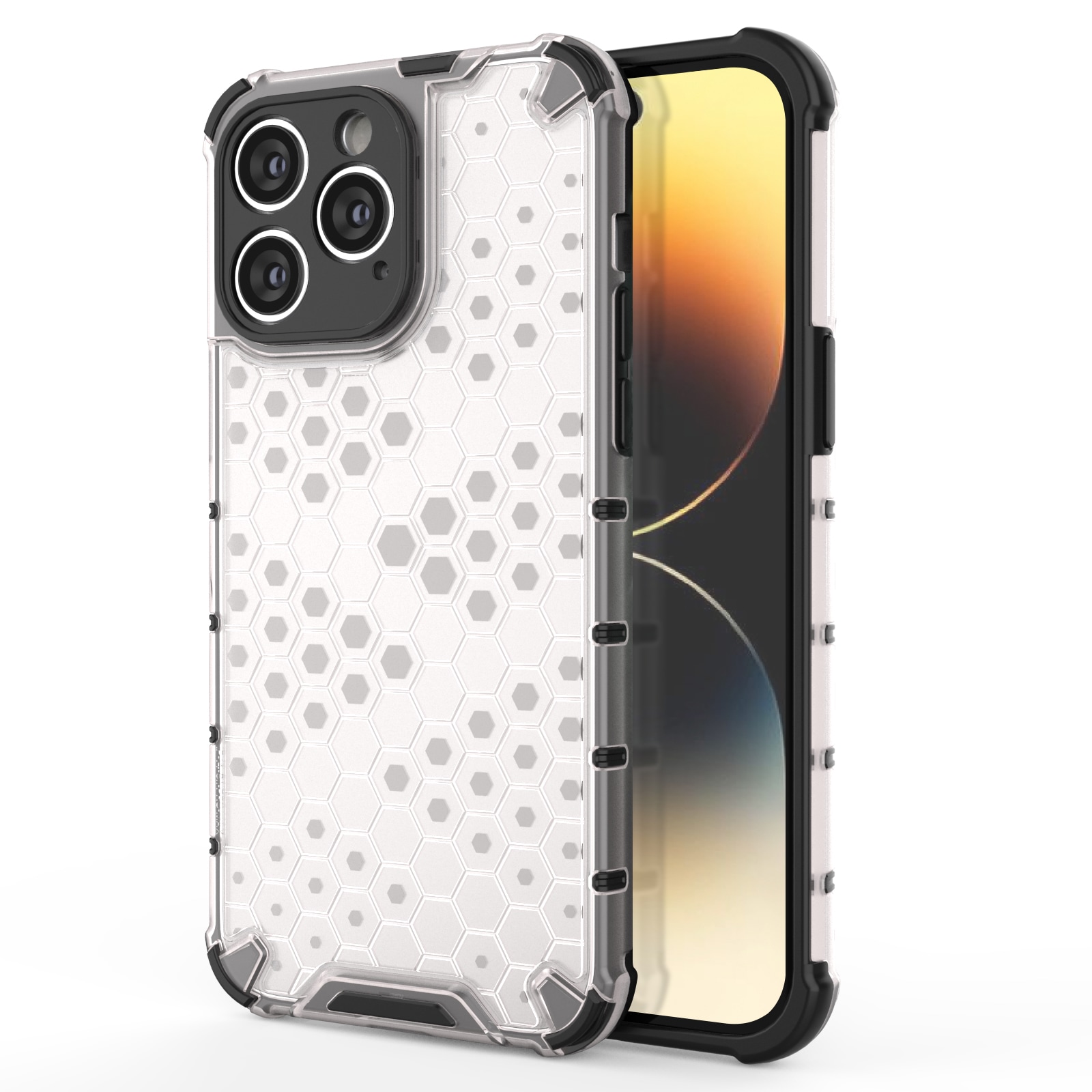 Honeycomb-etui til iPhone 14 Pro pansret hybridcover gennemsigtigt