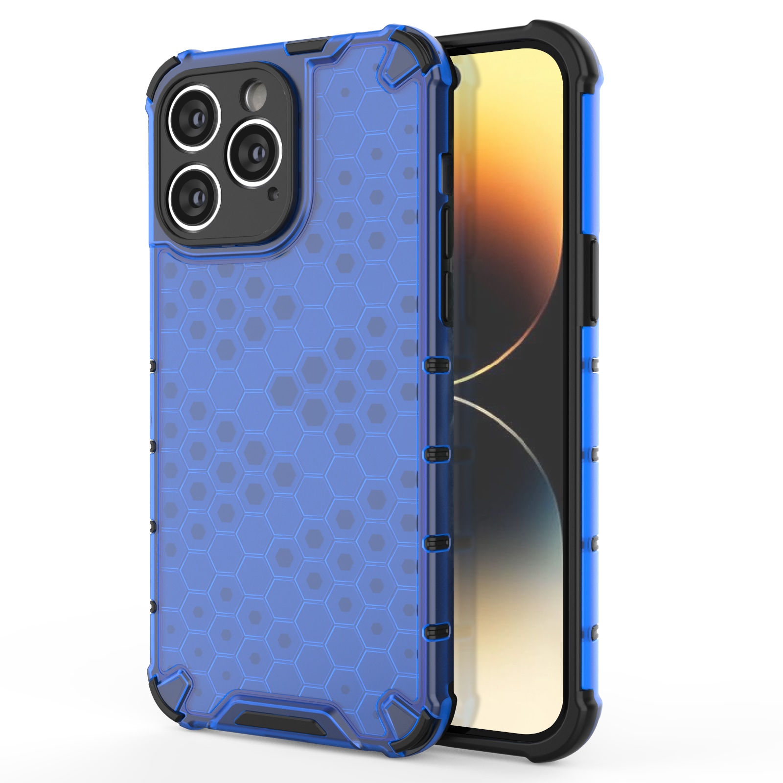 Honeycomb-etui til iPhone 14 Pro Max pansret hybridcover blå