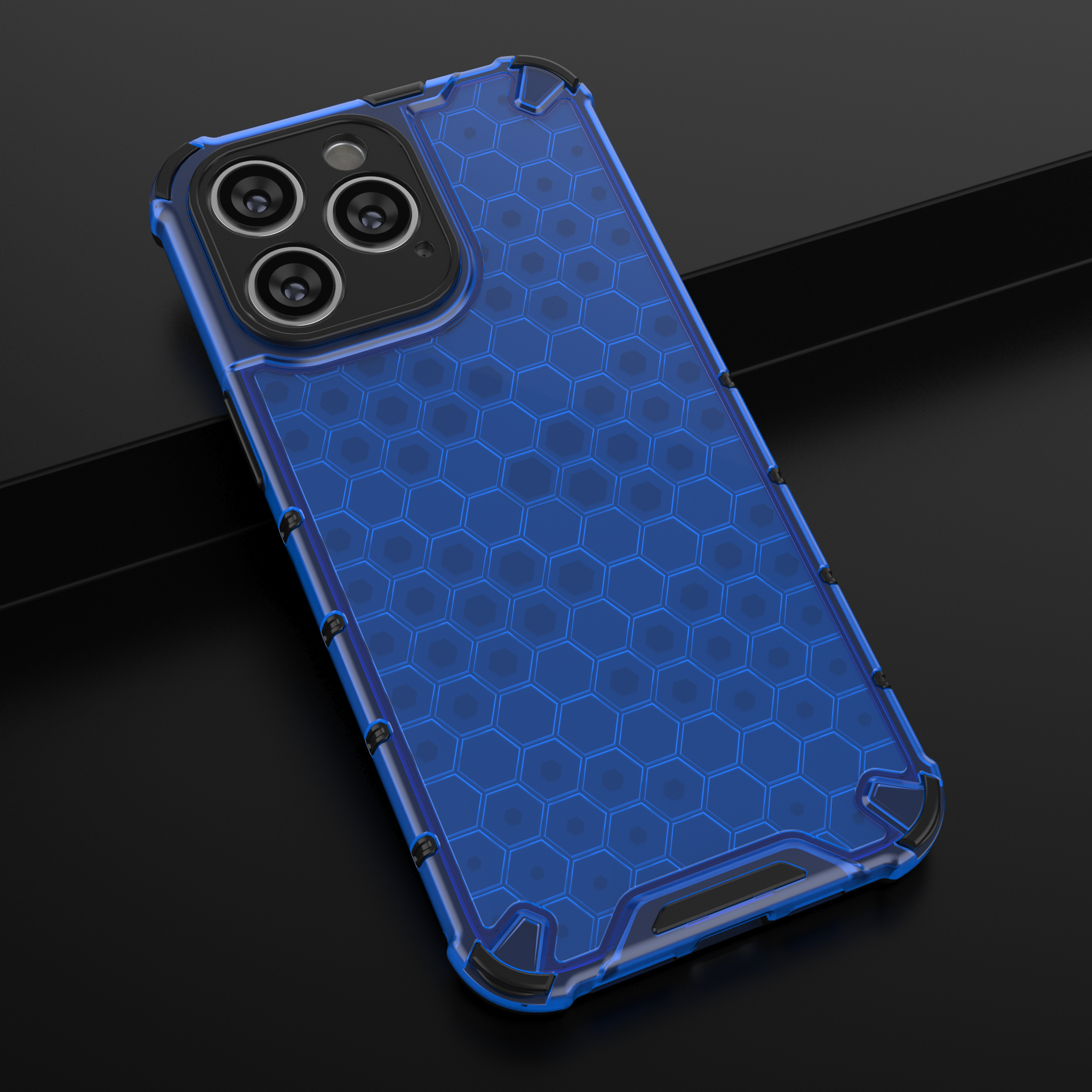 Honeycomb-etui til iPhone 14 Pro Max pansret hybridcover blå