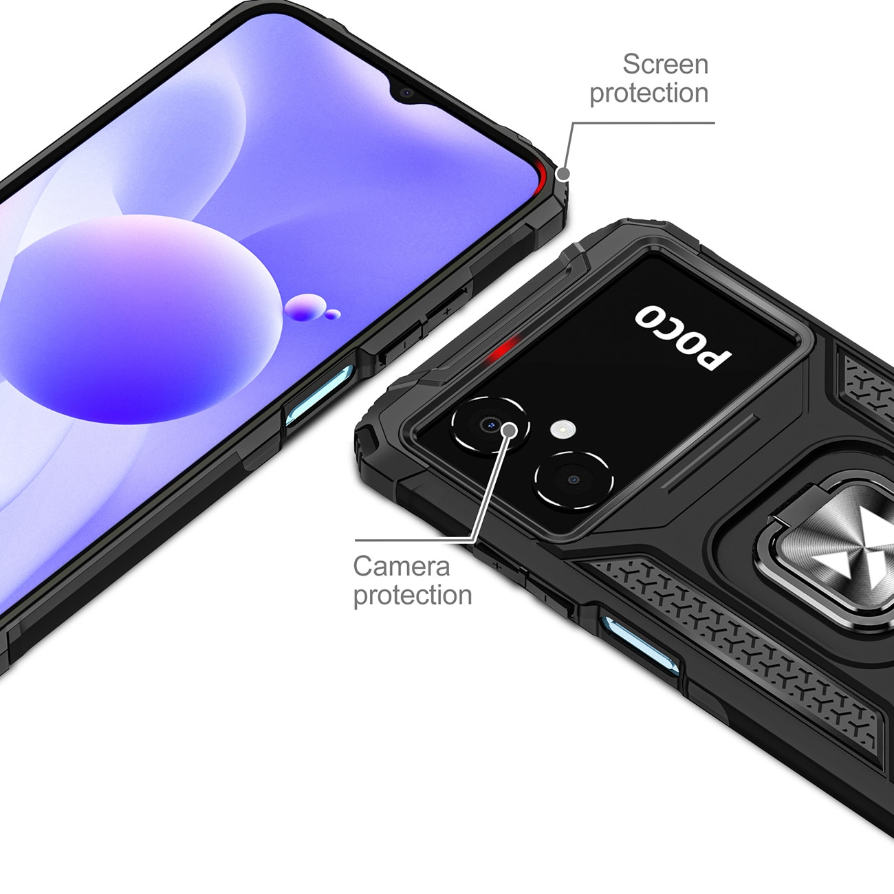 Wozinsky Ring Armor-etui til Samsung Galaxy A03 pansret cover magnetisk holder ring sort