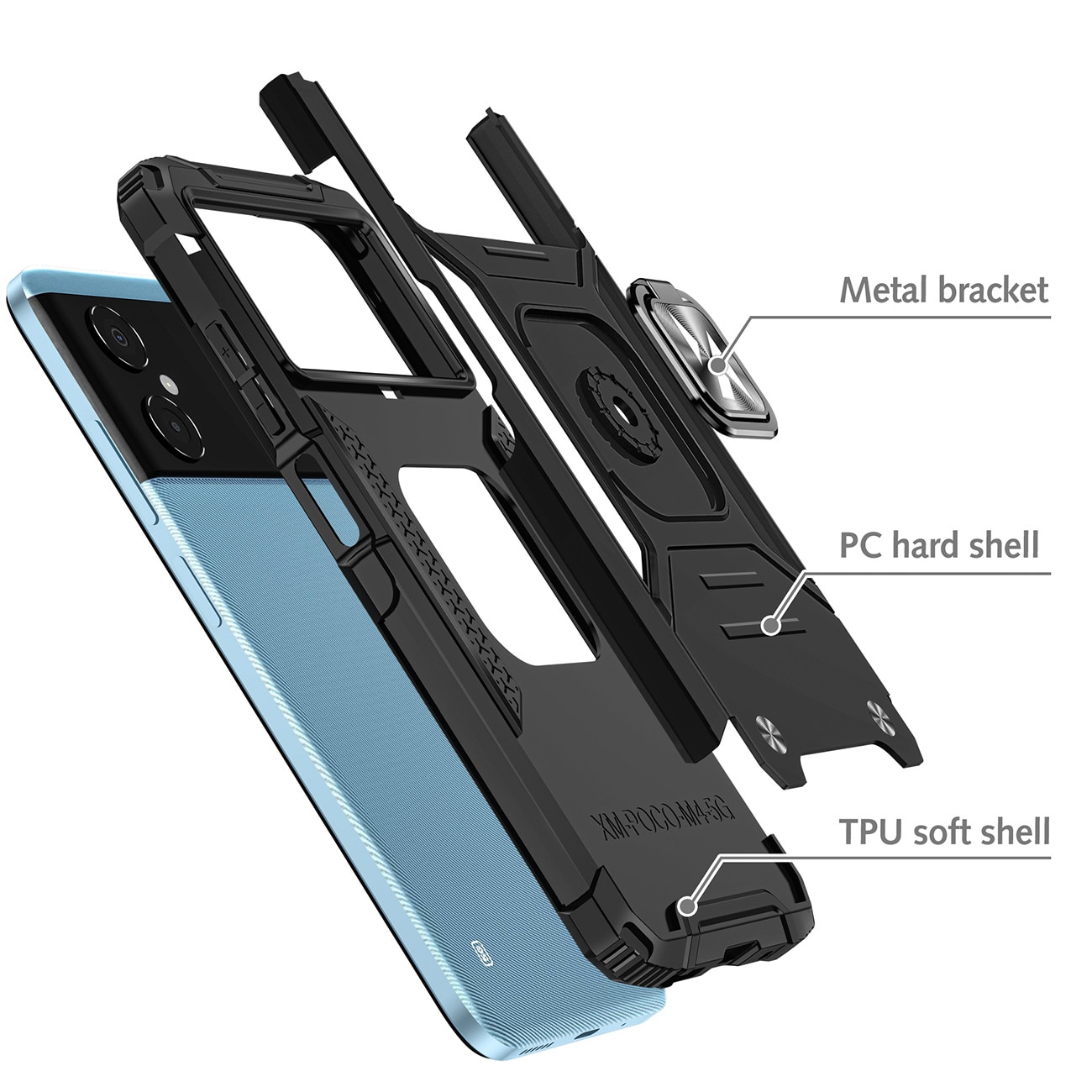 Wozinsky Ring Armor-etui til Samsung Galaxy A03 pansret cover magnetisk holder ring sort
