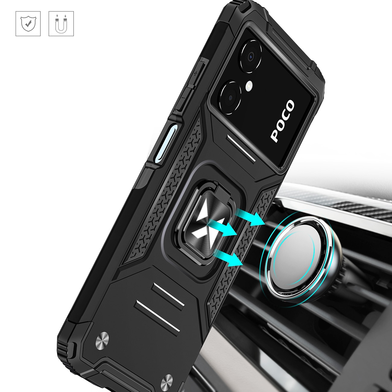 Wozinsky Ring Armor-etui til Samsung Galaxy A03 pansret cover magnetisk holder ring sort